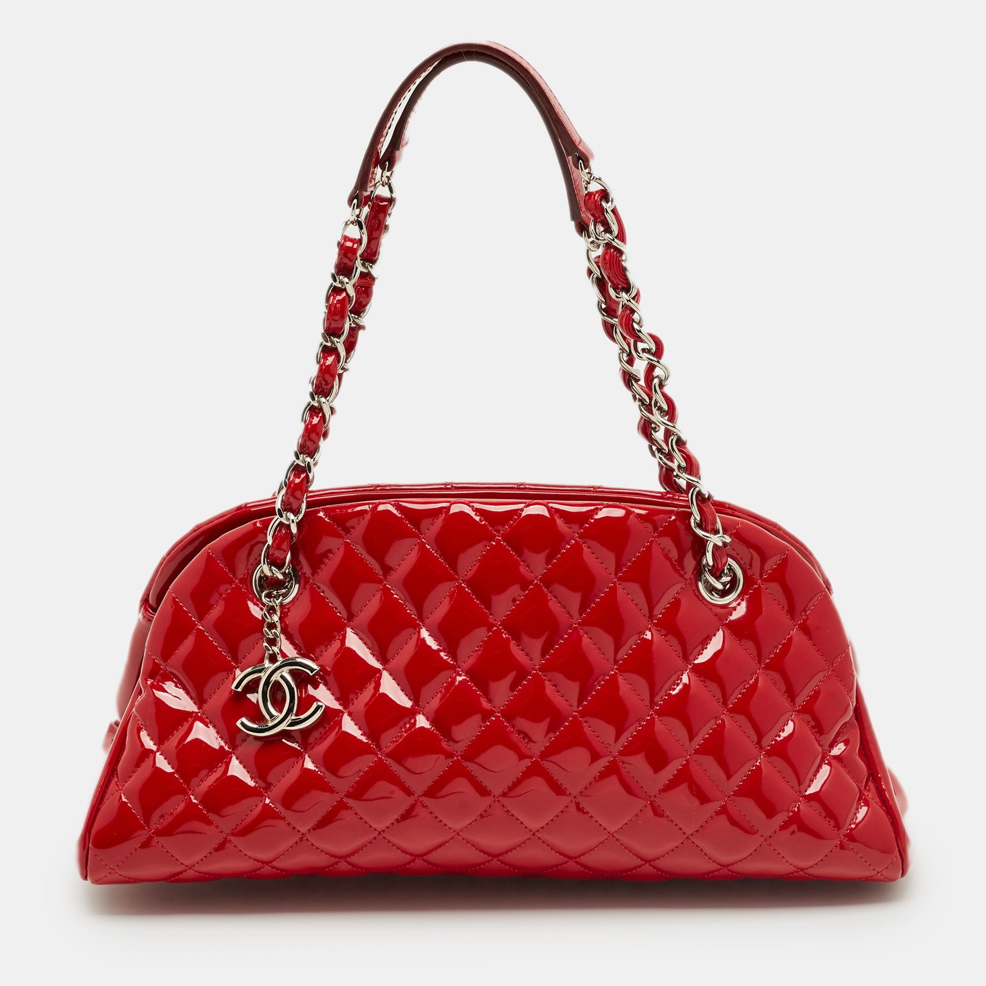 

Chanel Red Quilted Patent Leather Medium Just Mademoiselle Bag