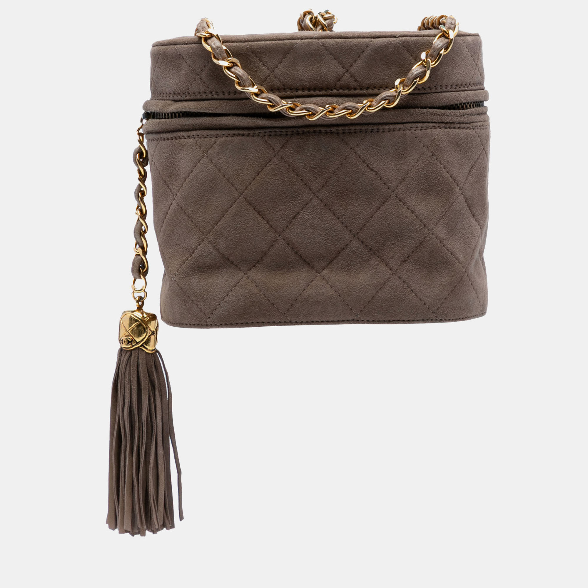 

Chanel Quilted Suede Tassel Vanity Bag, Brown