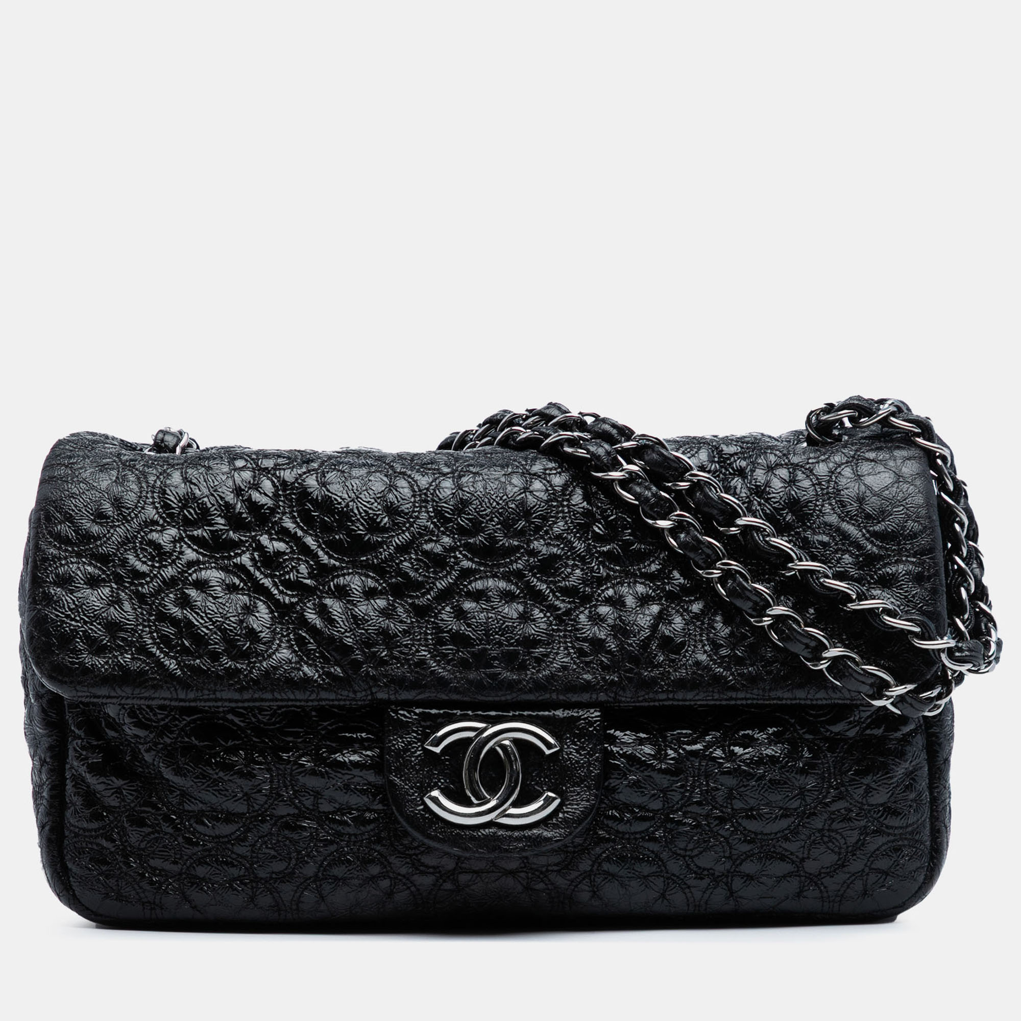 

Chanel Vinyl Rock In Moscow Single Flap, Black