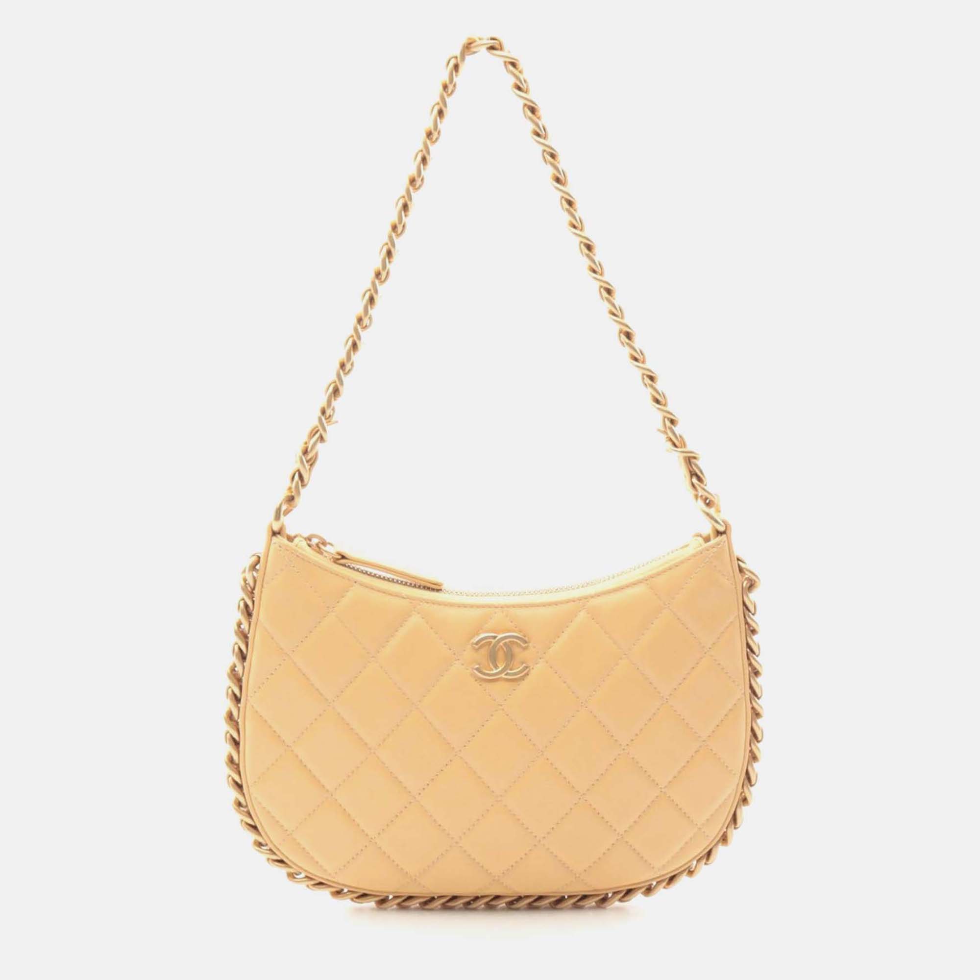 

Chanel Chain Around Beige Leather Hobo Bag