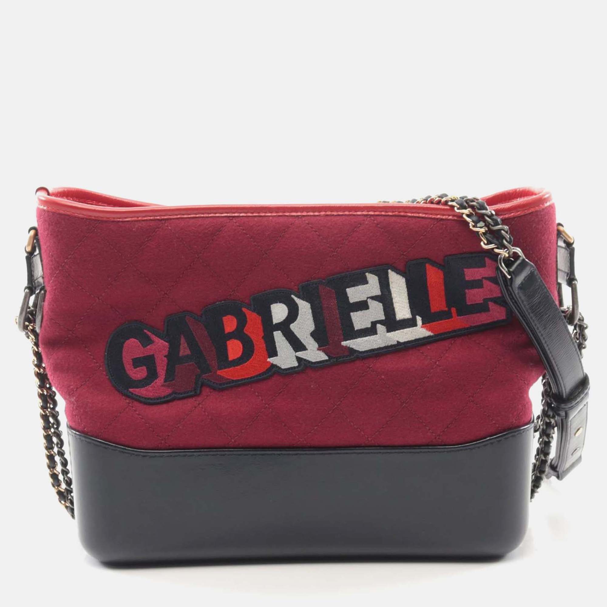 

Chanel Gabrielle Logo Quilted Felt and Calfskin Hobo Bag, Black