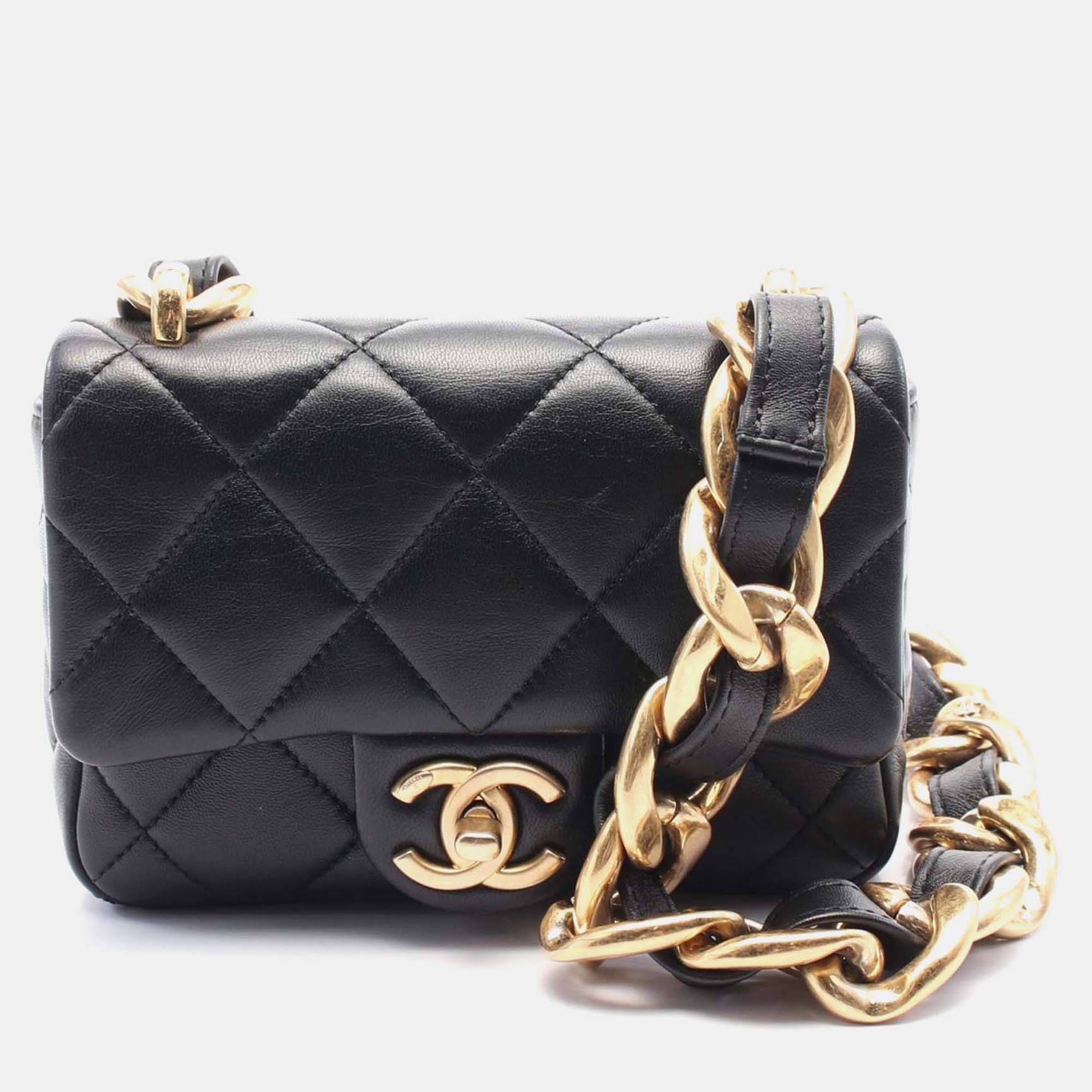 

Chanel Funky Town Small Black Leather Flap Bag