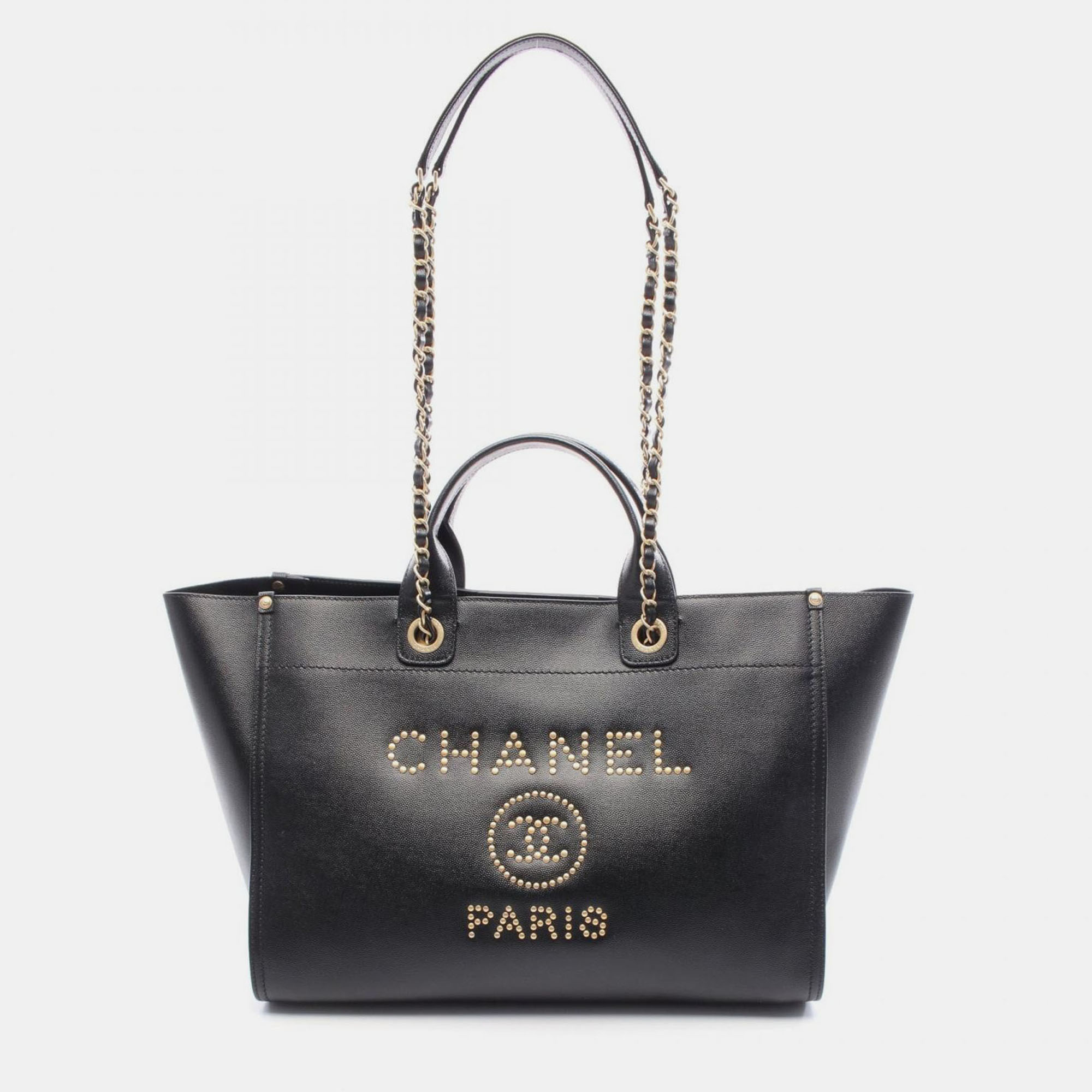 Click to view more detailed imagery on our partner's website Pre-owned Chanel Deauville Black Leather Tote Bag