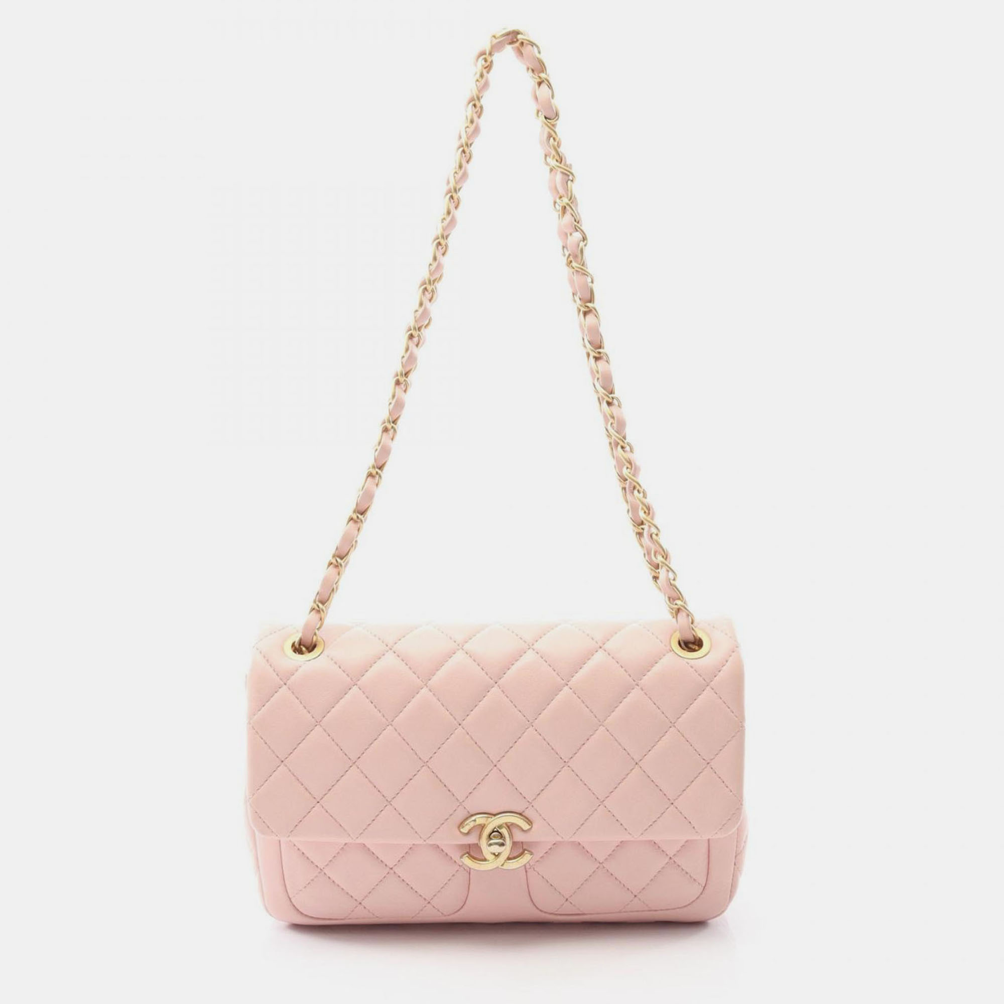 

Chanel CC Turnlock Pink Quilted Leather Shoulder Bag