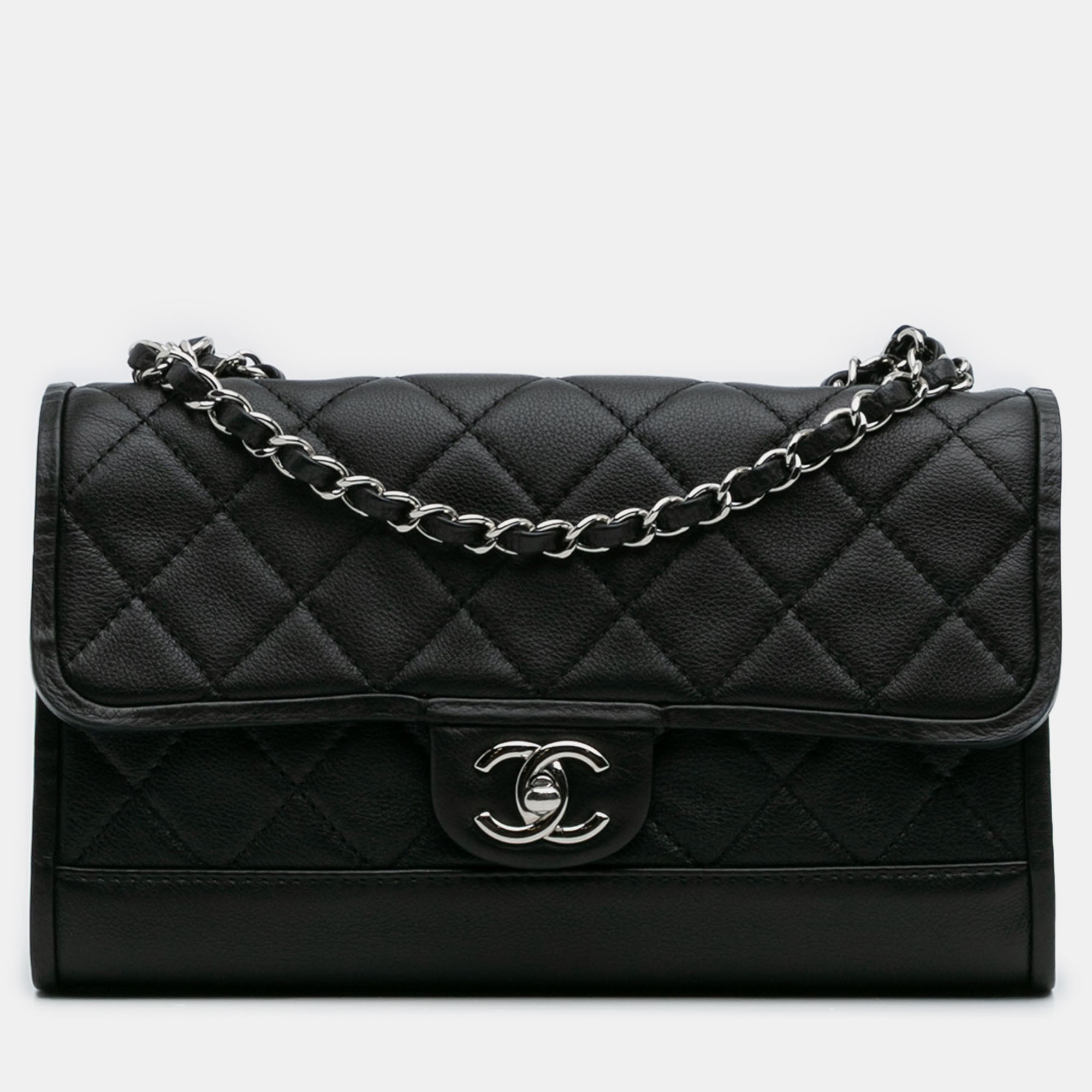 

Chanel Black CC Quilted Lambskin Single Flap