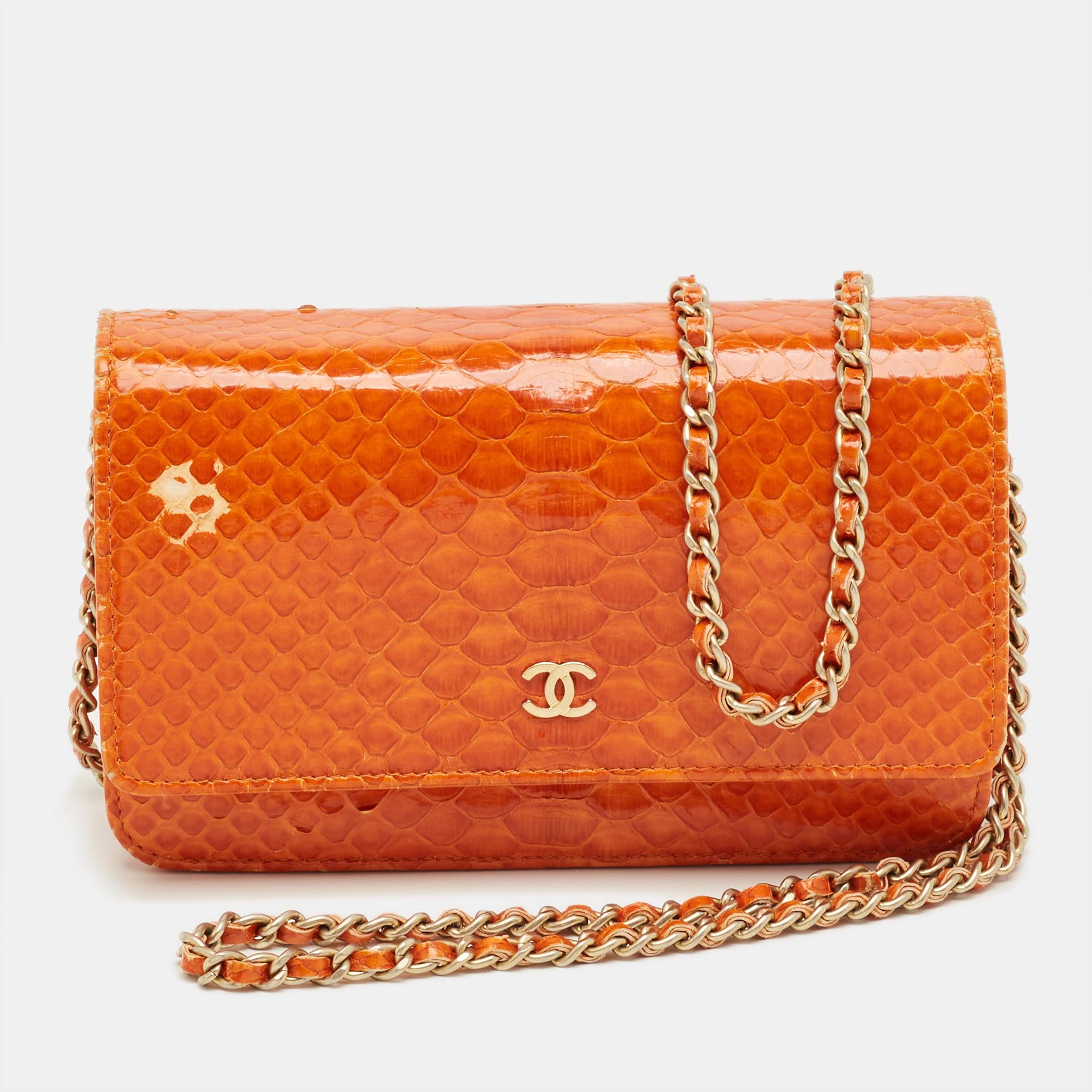 

Chanel Orange Python WOC Bag