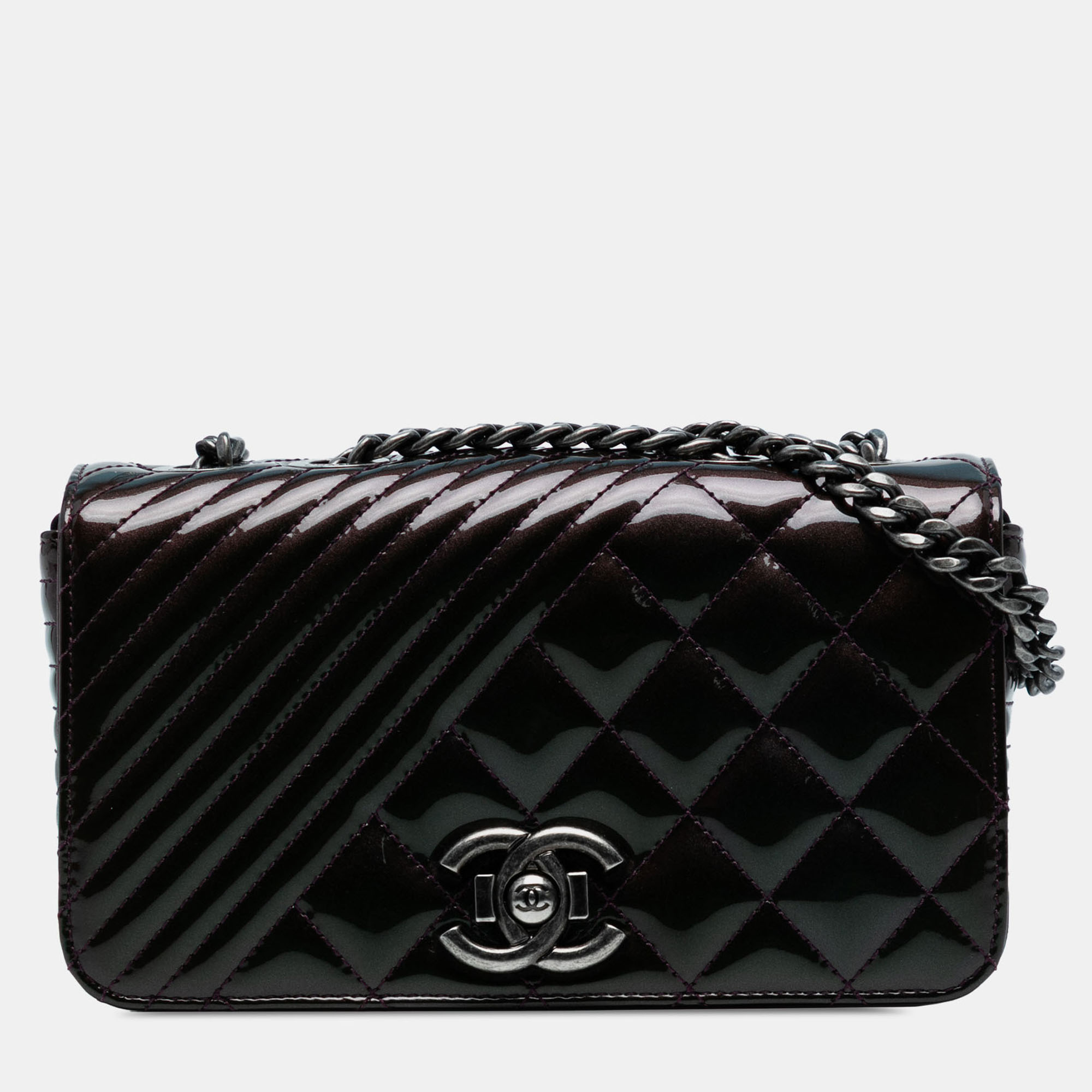 

Chanel Purple Small Patent Coco Boy Flap