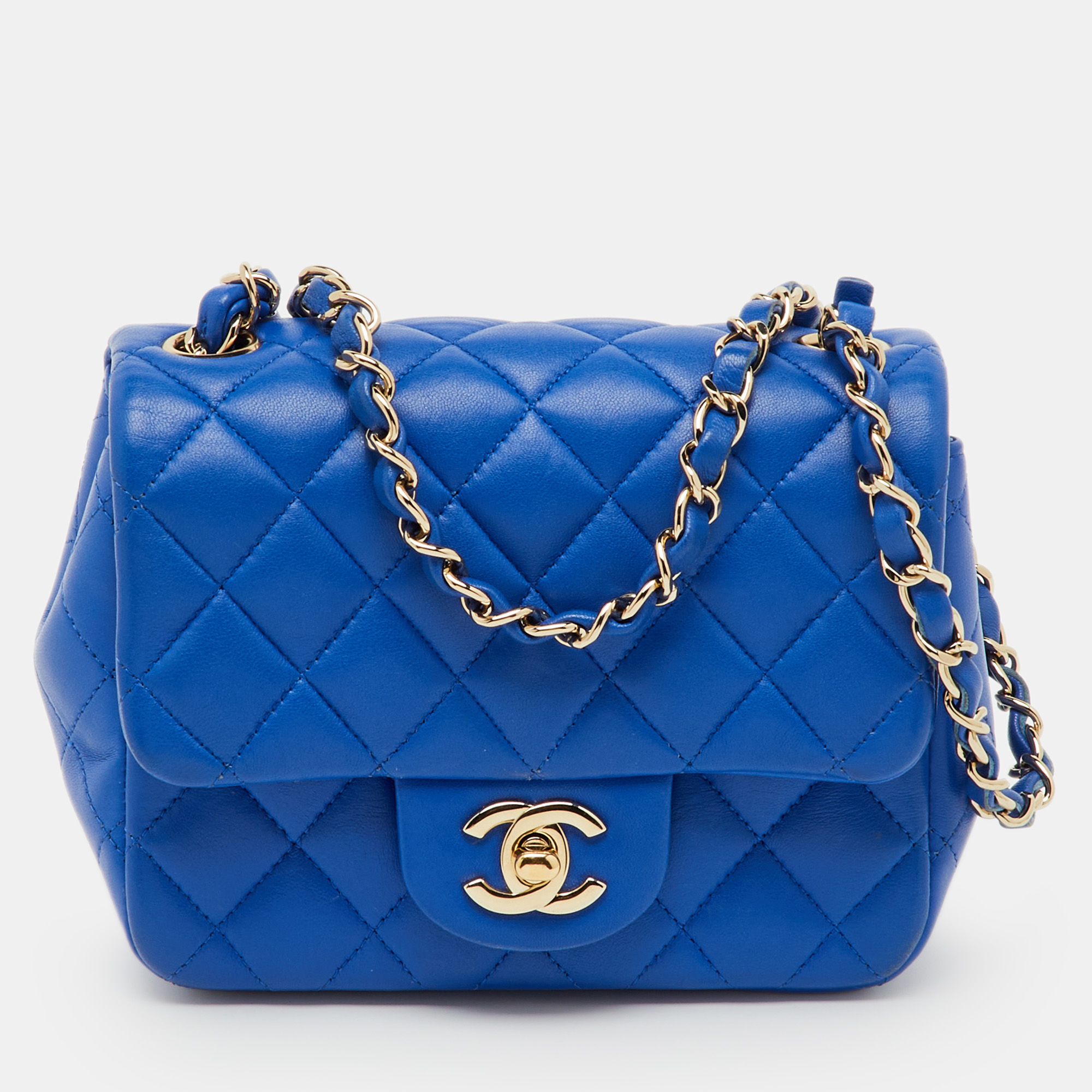 Pre-owned Chanel Blue Quilted Leather Square Mini Classic Single Flap Bag