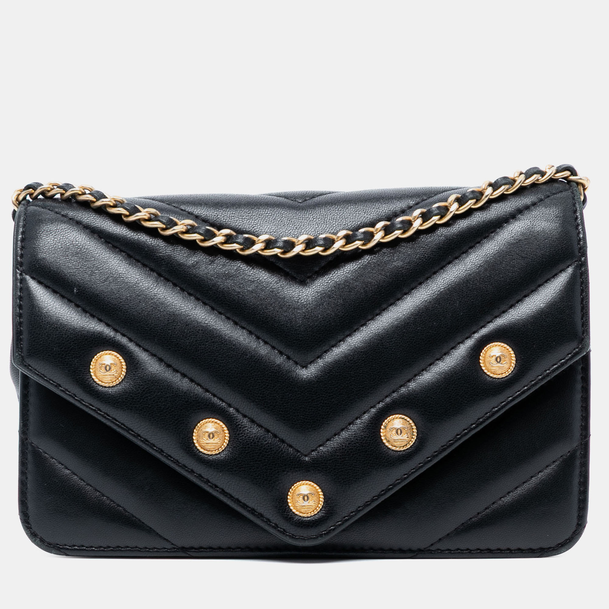 

Chanel Chevron Lambskin Leather Wallet on Chain Bag, Black