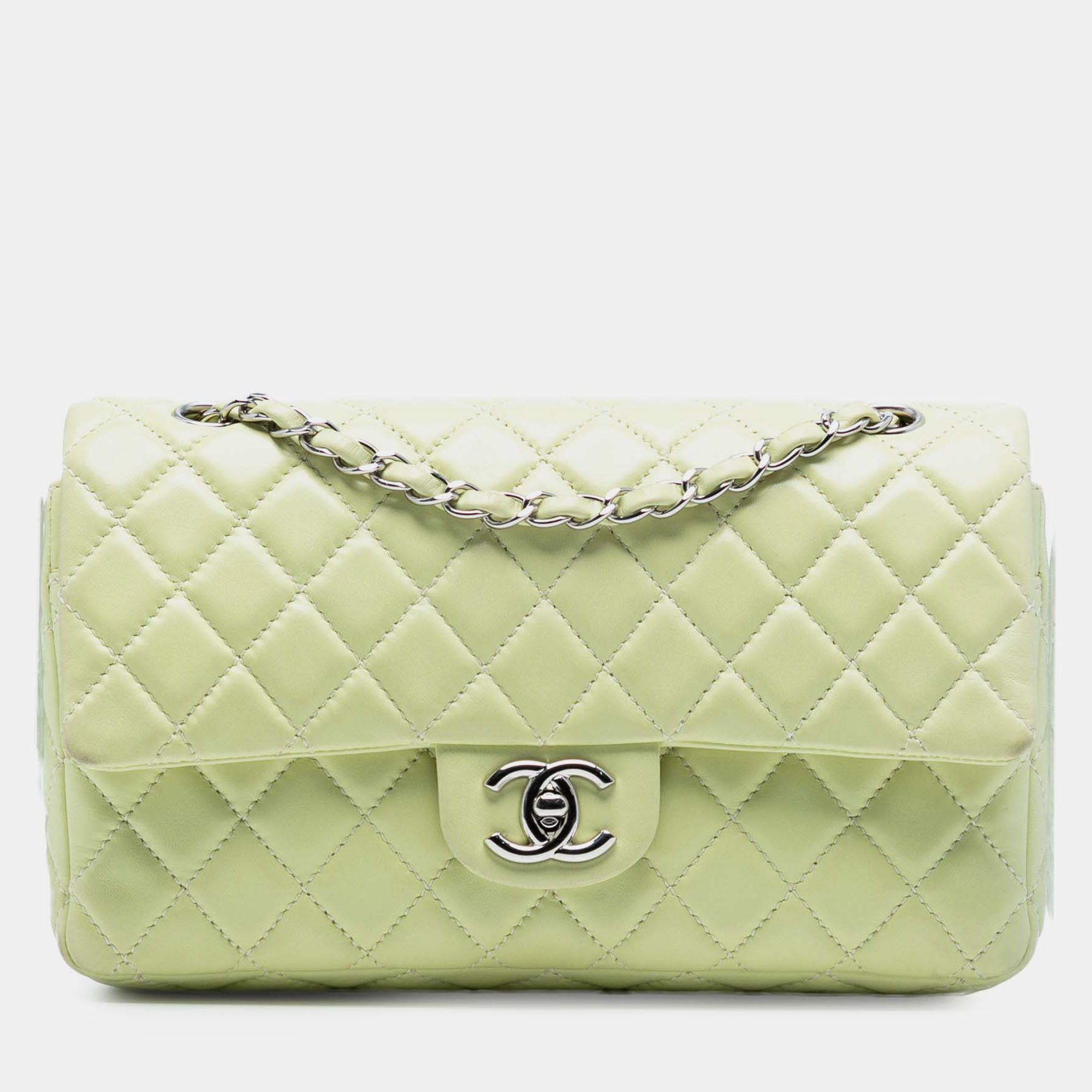 

Chanel Classic Double Flap Medium Lambskin Leather Shoulder Bag, Green
