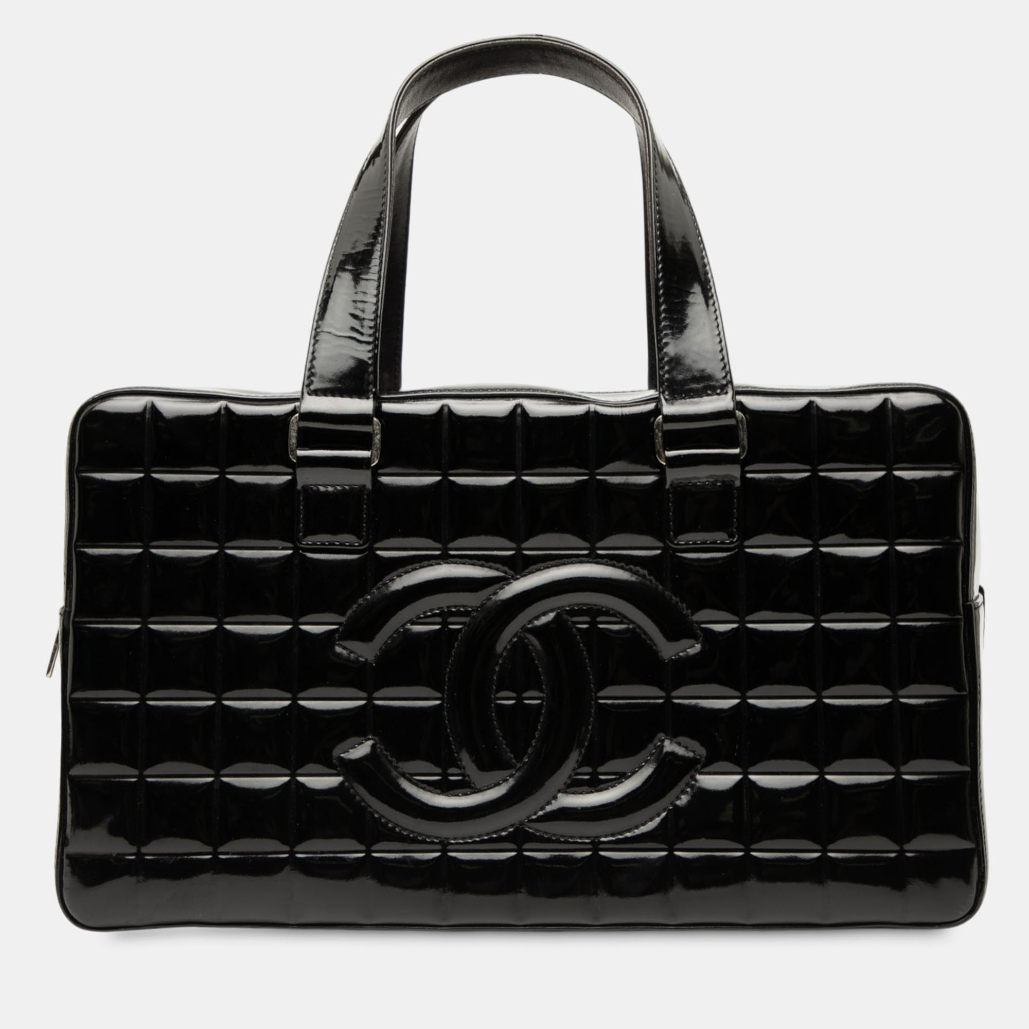 

Chanel Chocolate Bar Patent Leather Bowler Bag, Black