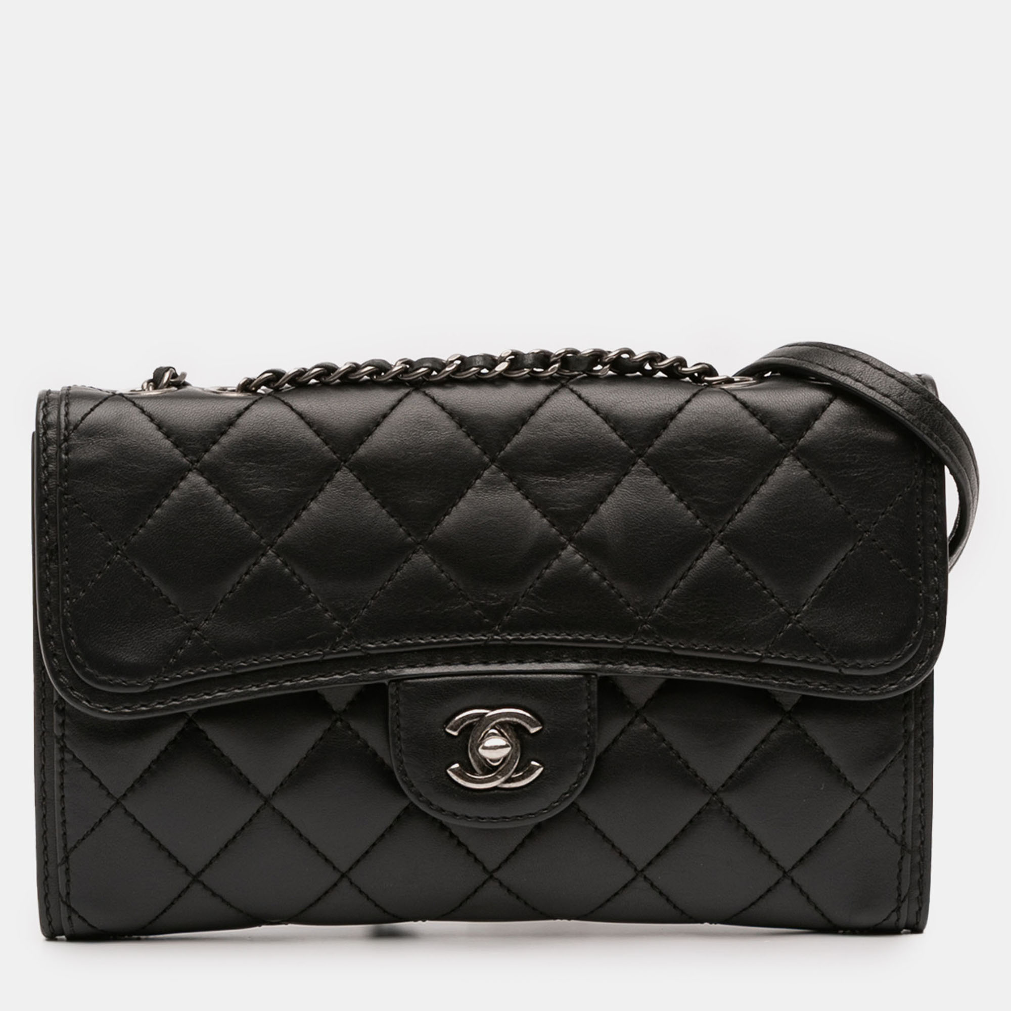 

Quilted Citizen Zip Small Lambskin Leather Flap Bag, Black