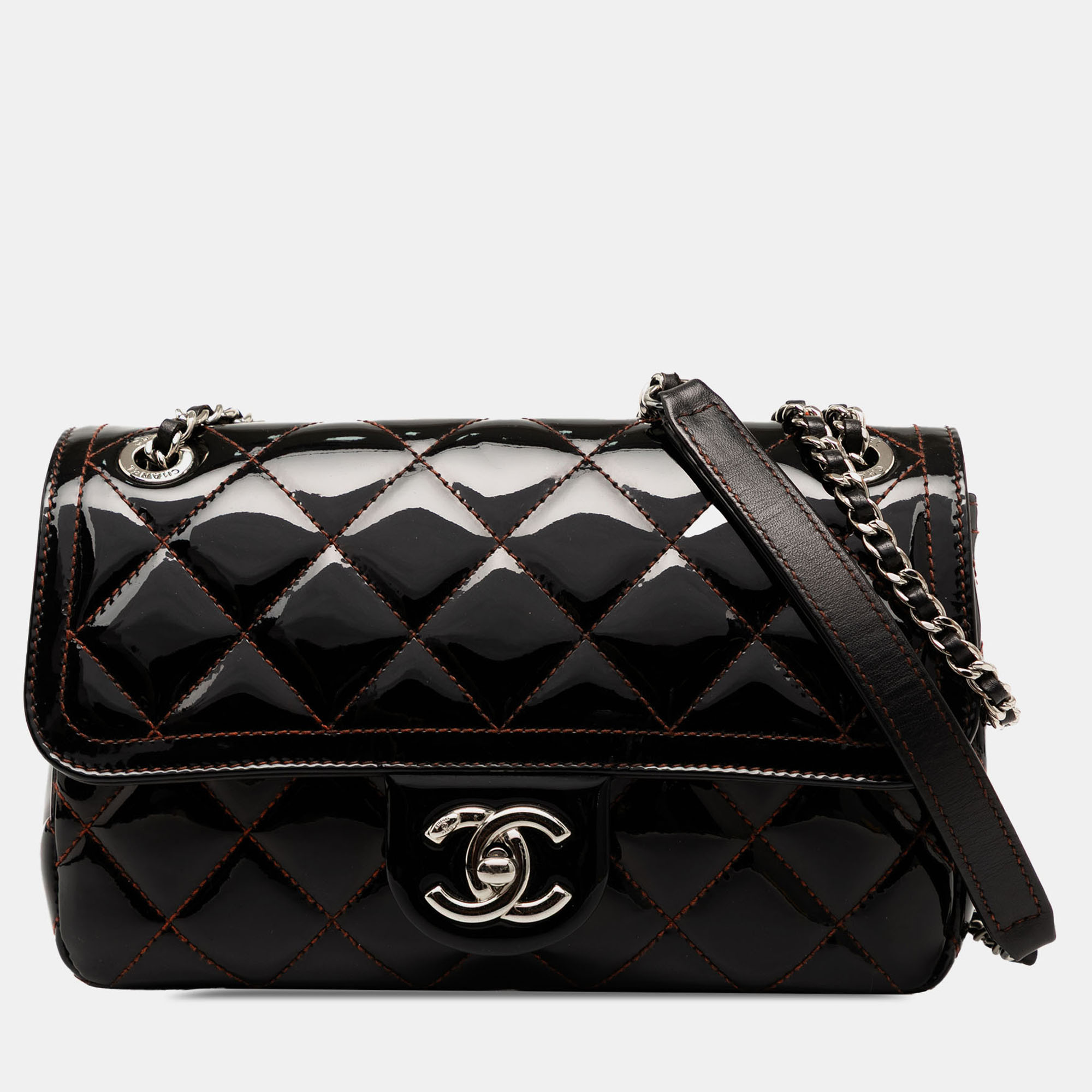 

Chanel Black Small Quilted Patent Coco Shine Flap