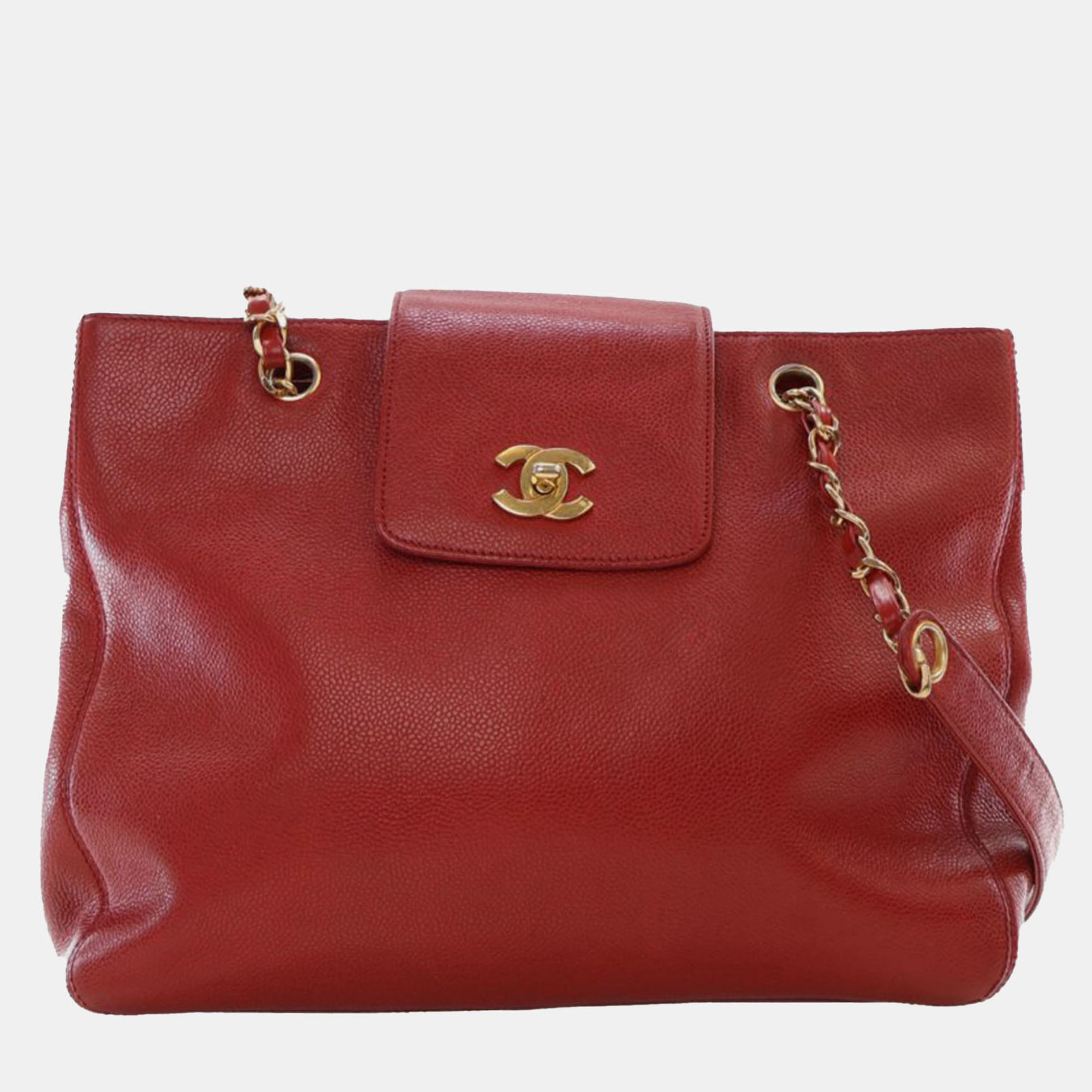

Chanel Red CC Caviar Supermodel Tote