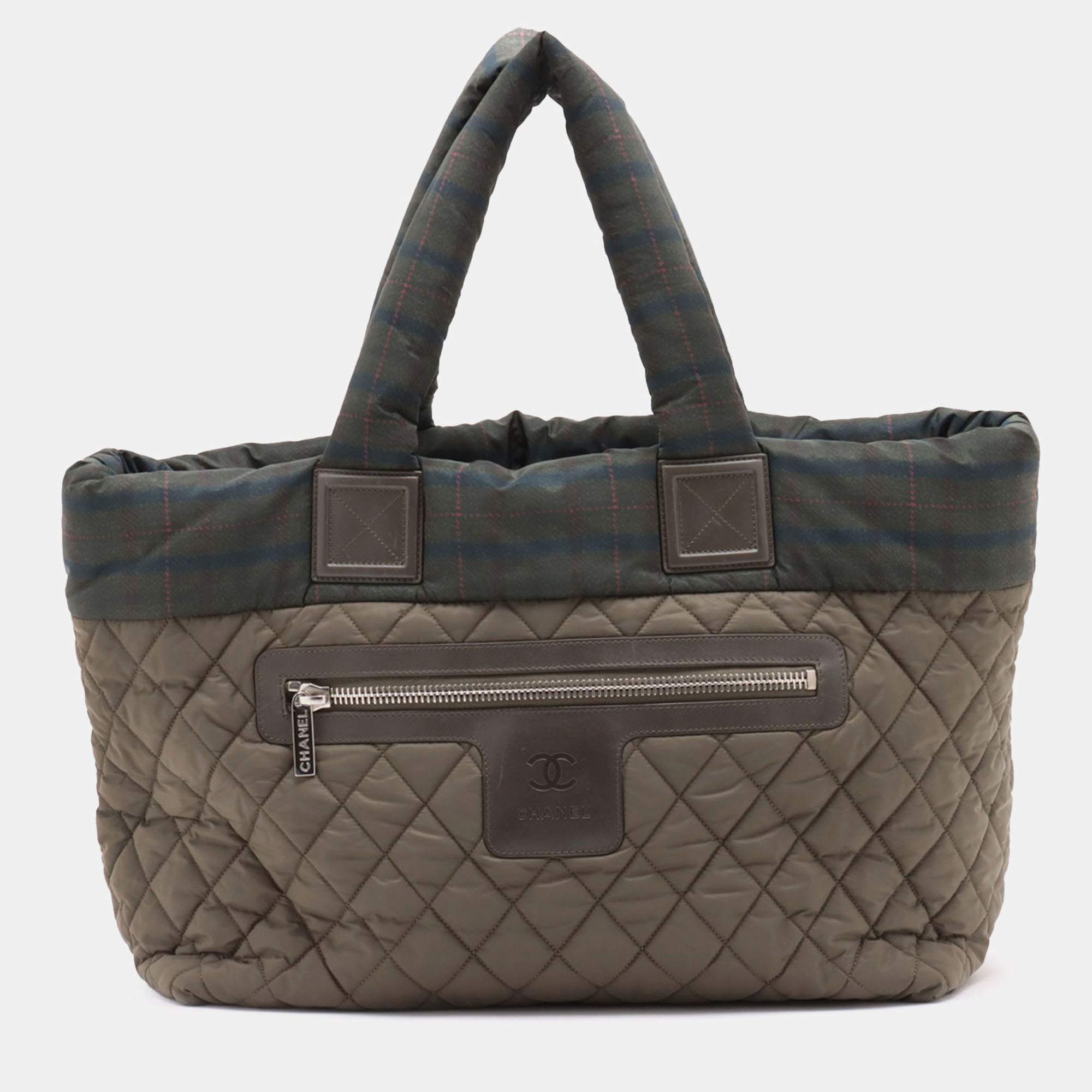 

Chanel Brown Green Medium Quilted Nylon Coco Cocoon Tote