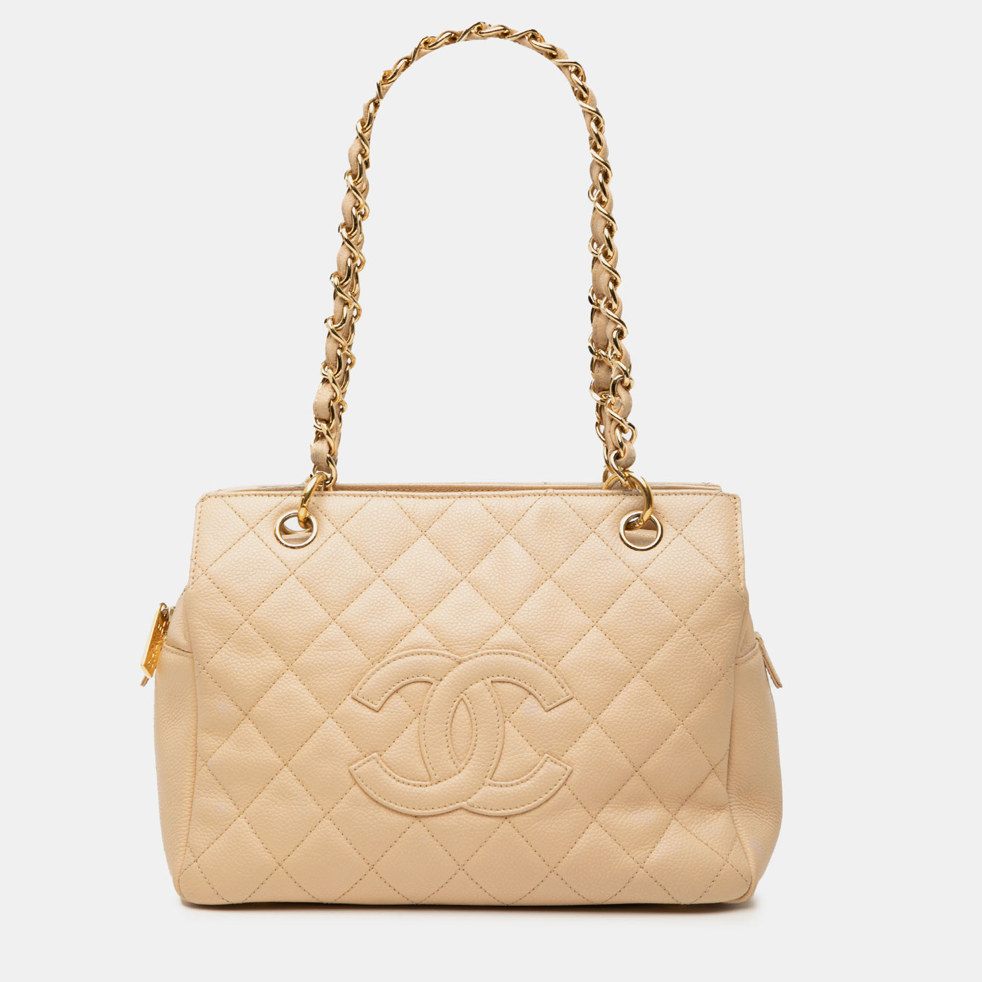 

Chanel Timeless Petite Grained Calfskin Leather Tote Bag, Beige