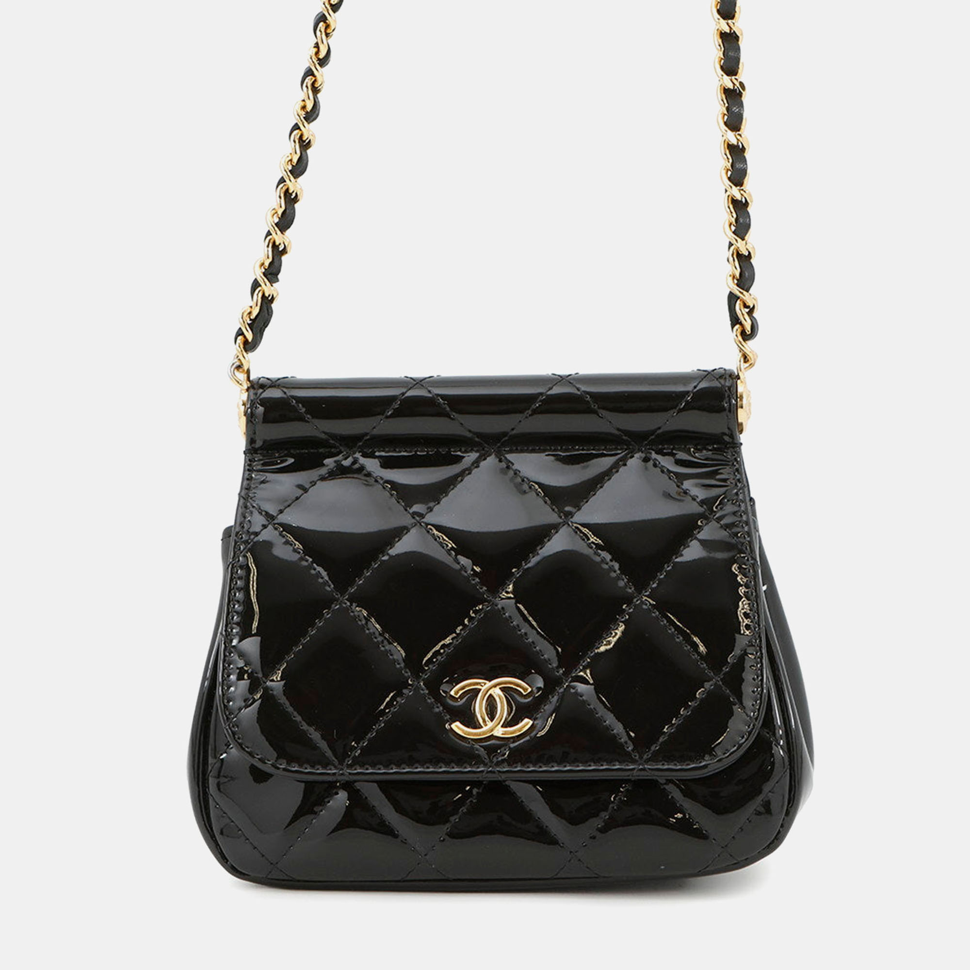 

Chanel Matelasse Mini Chain Shoulder Bag Black Patent Leather