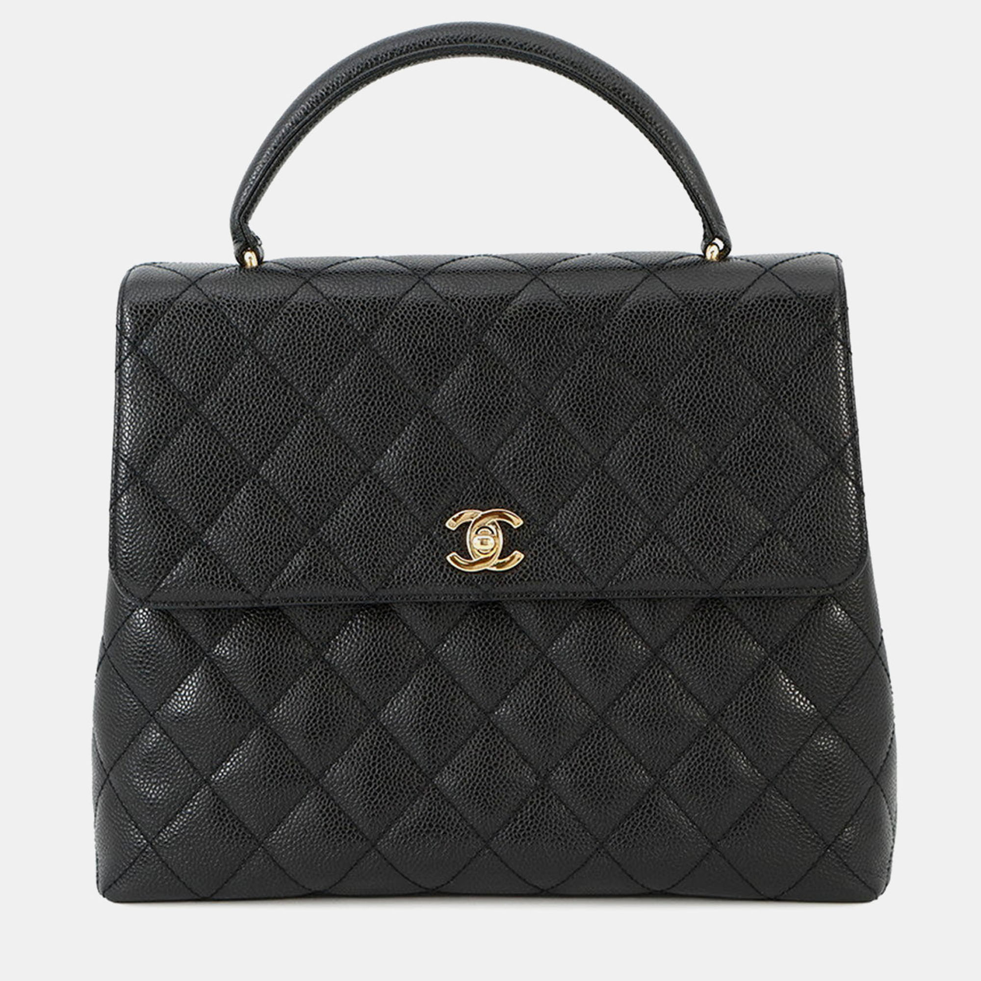 

Chanel Cc Logo Handbag Black Caviar Leather