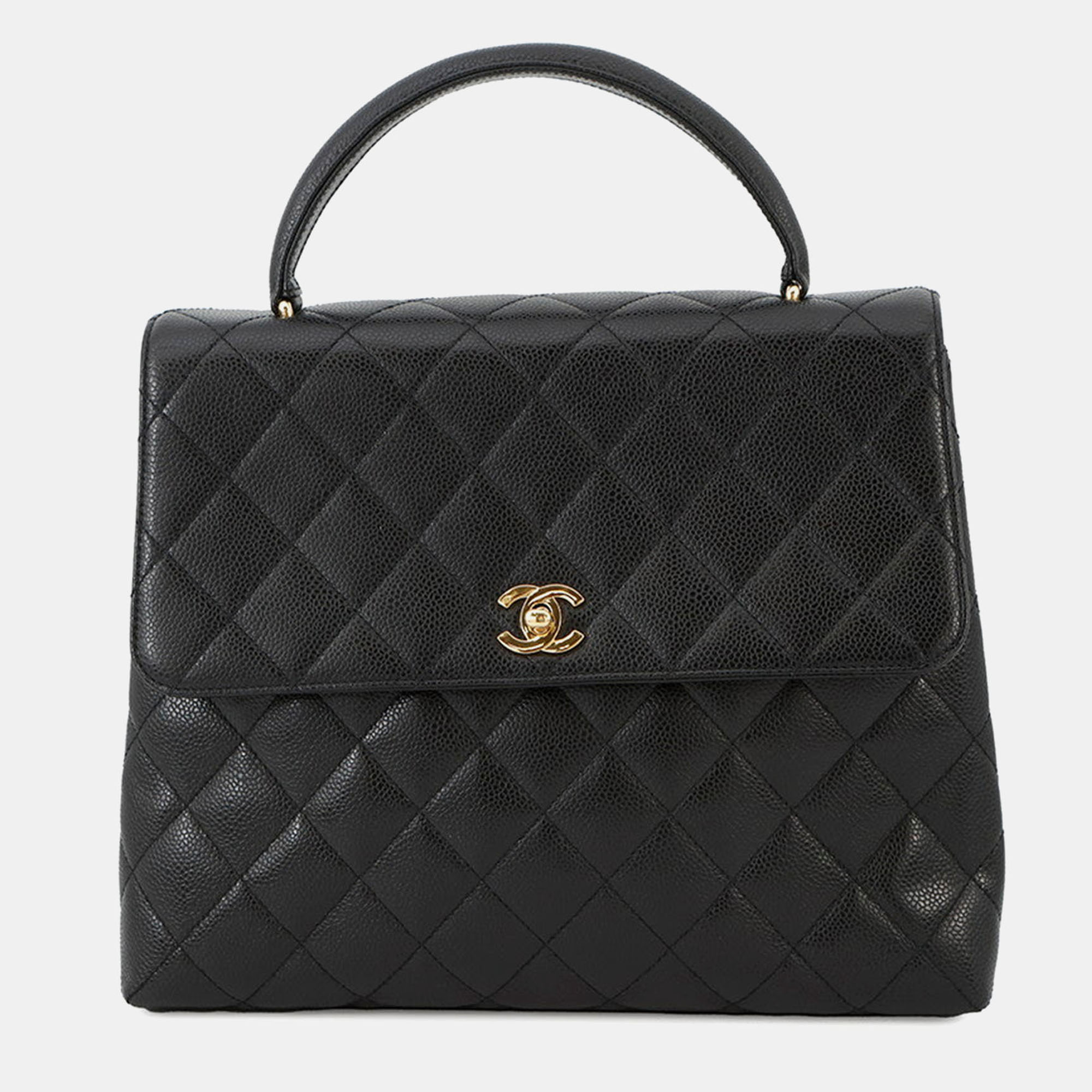 

Chanel Cc Logo Handbag Black Caviar Leather