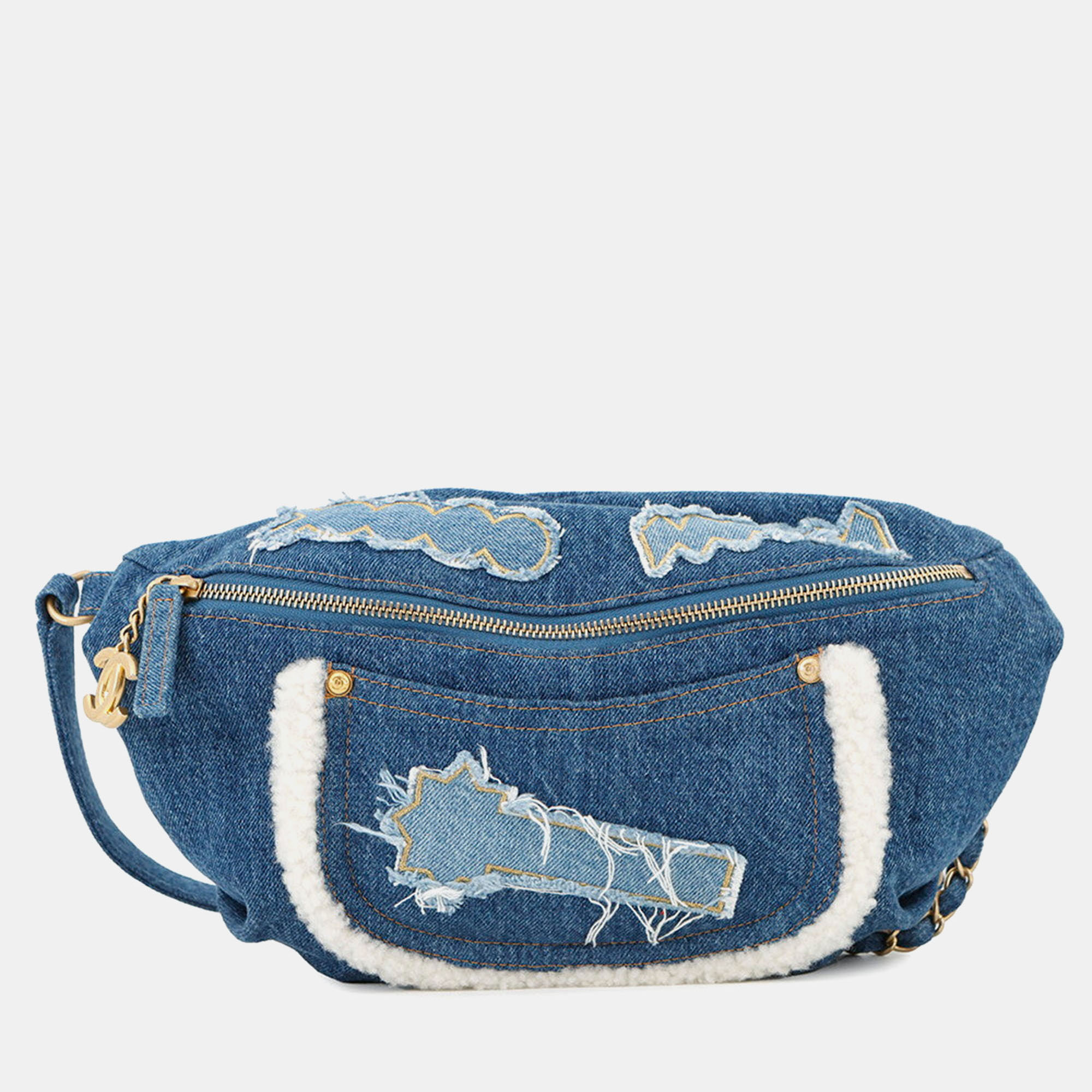 

Chanel Cc Logo Waist Bag Blue Denim
