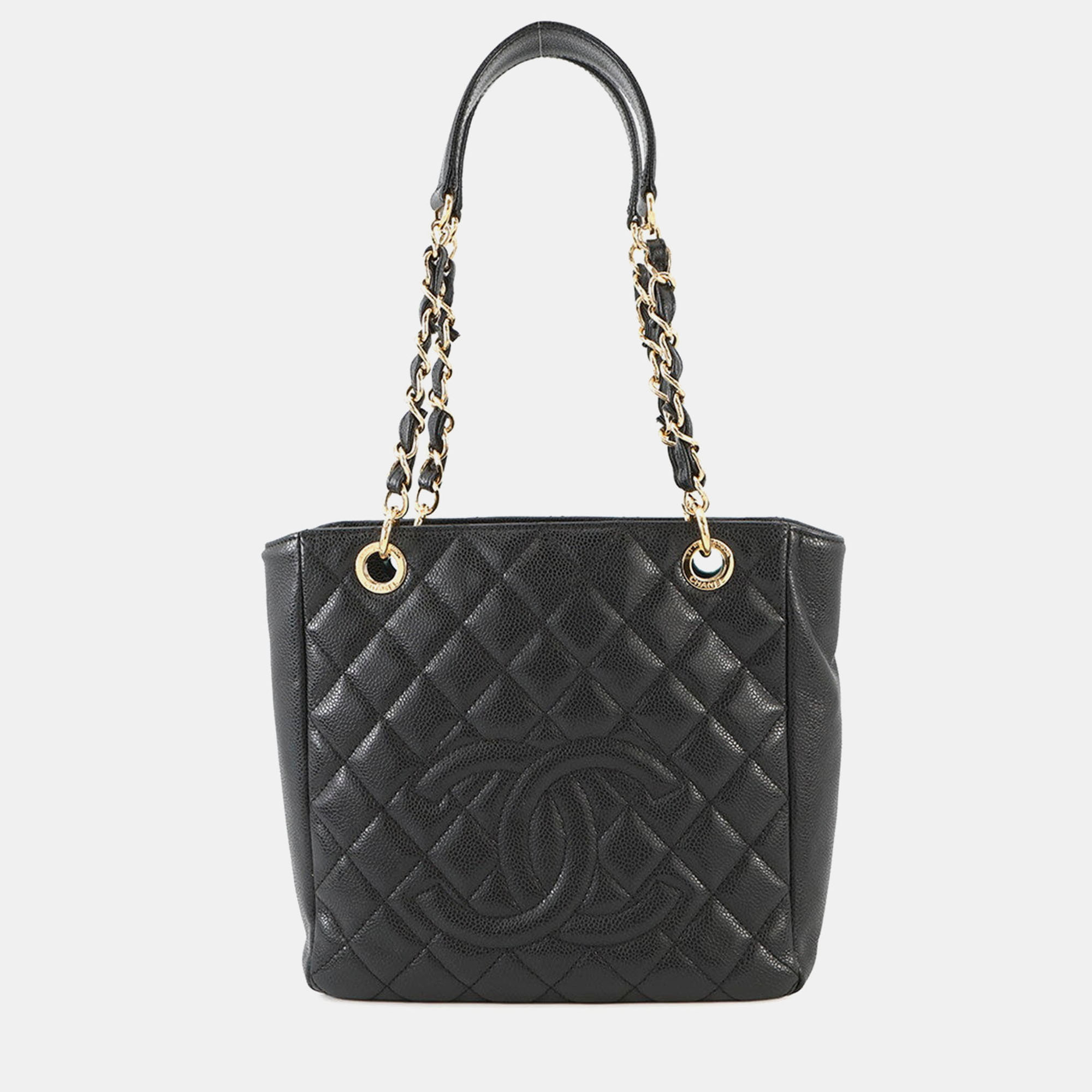 

Chanel Pst Tote Black Caviar Leather