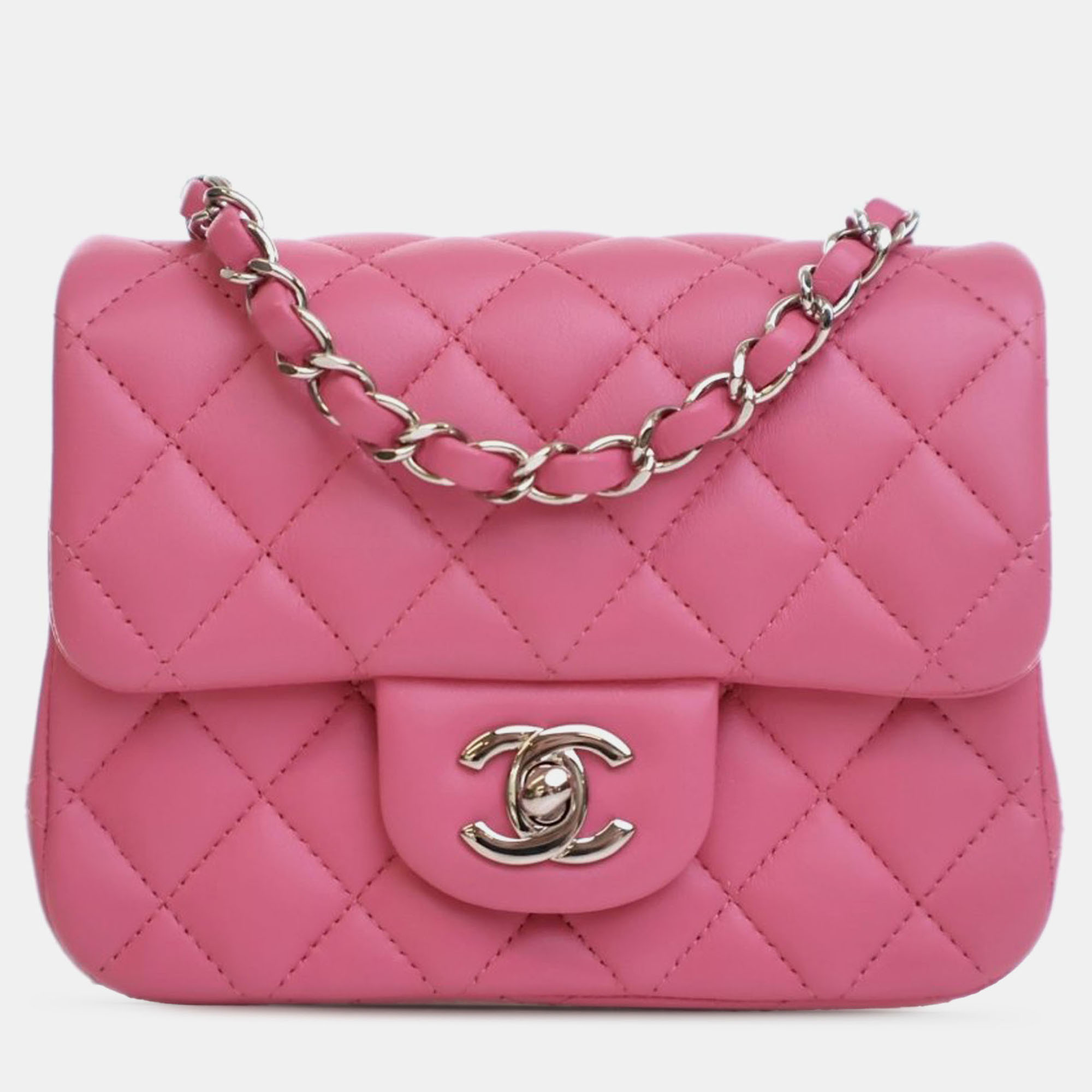 

Chanel Mini Square Classic Lambskin Single Flap, Pink