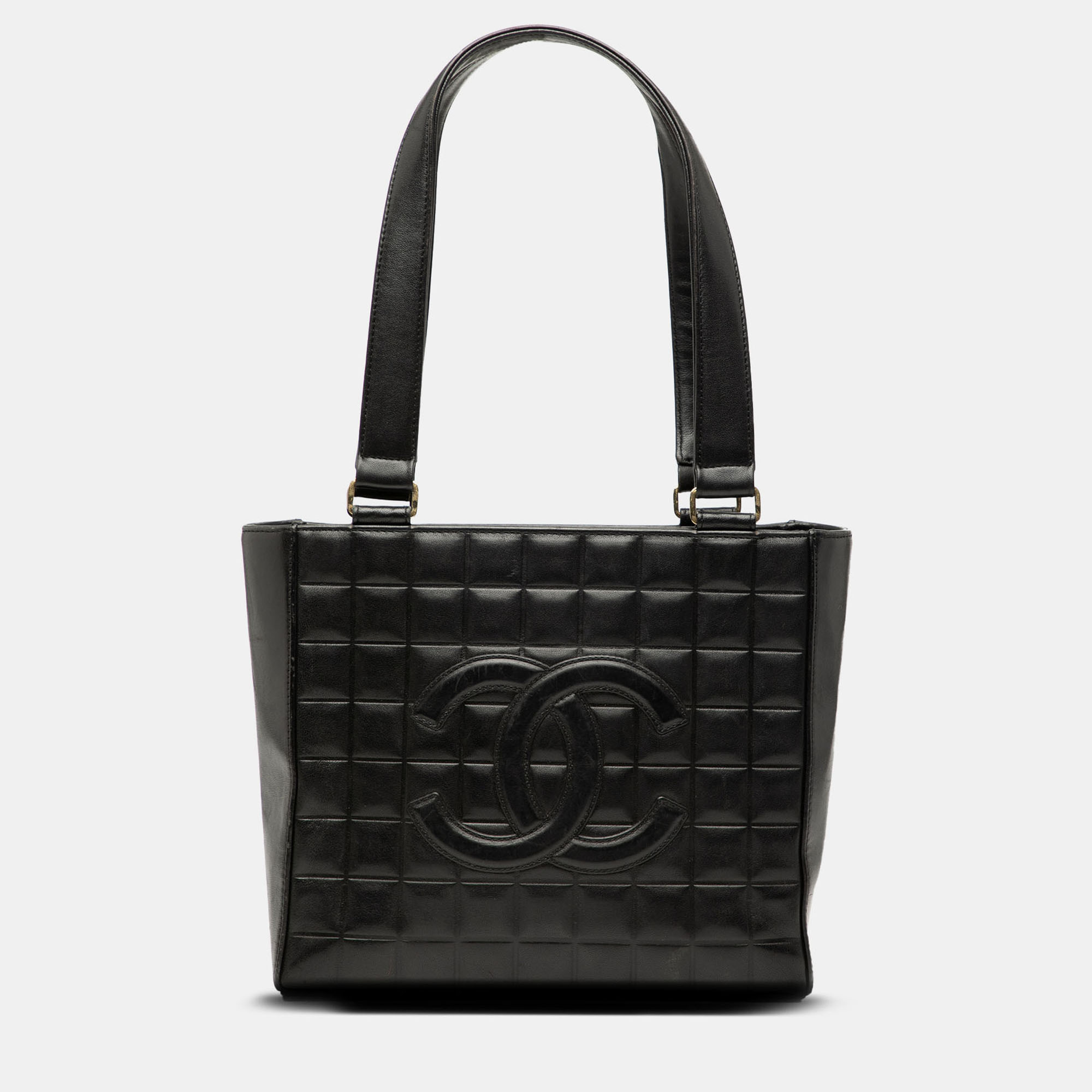 Pre-owned Chanel Black Cc Choco Bar Lambskin Tote