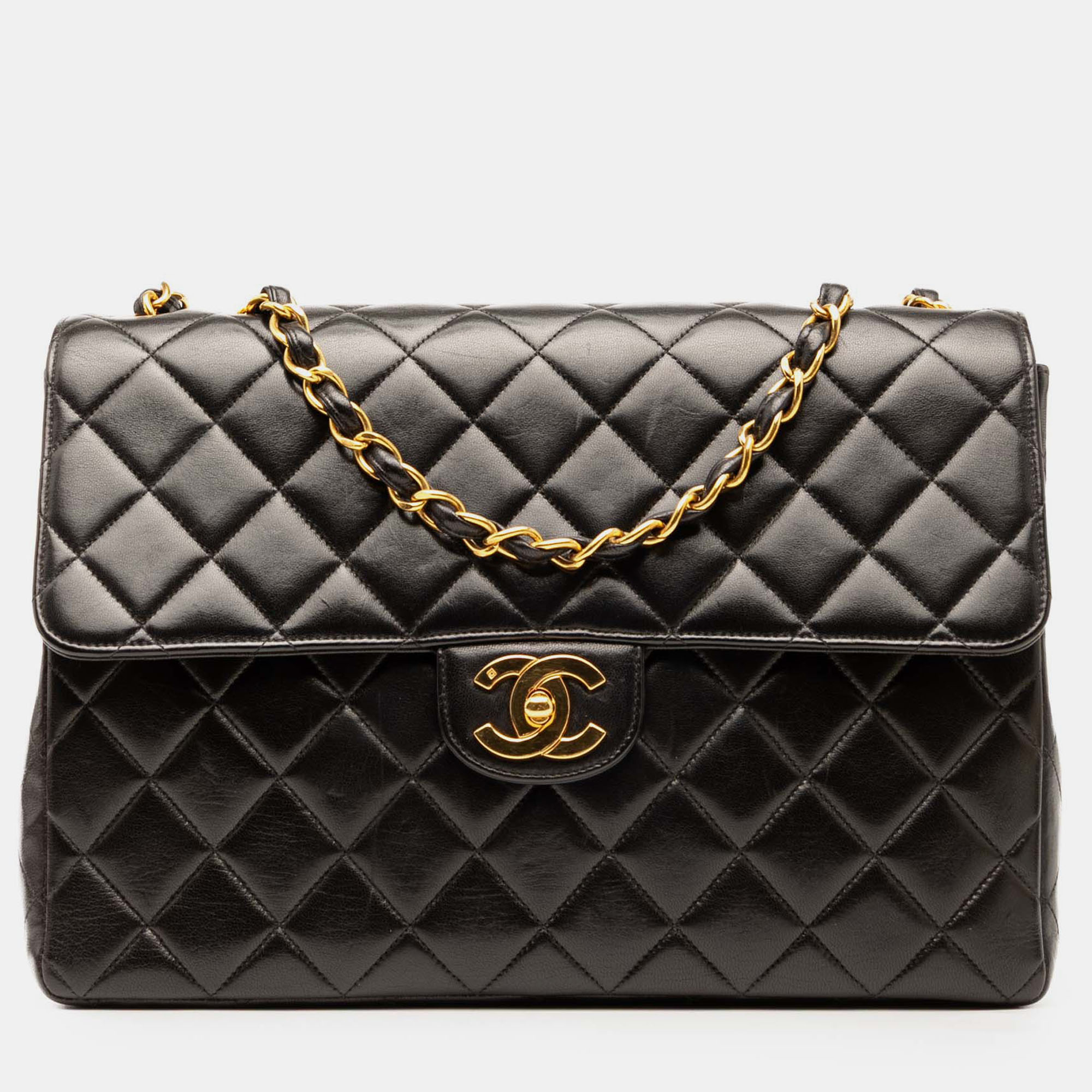 

Chanel Classic Single Flap Jumbo Lambskin Leather Shoulder Bag, Black