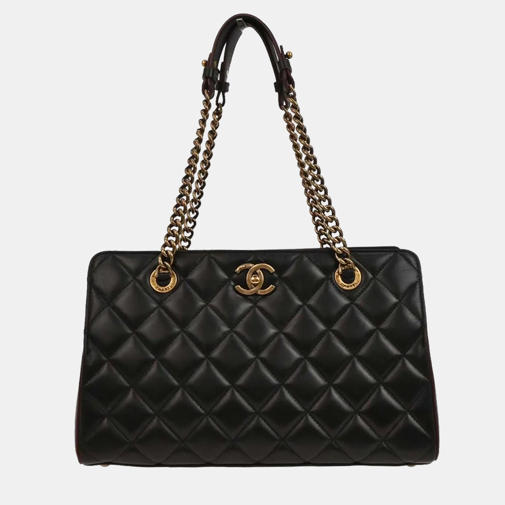 

Chanel Black Lambskin Tote Chain Handbag
