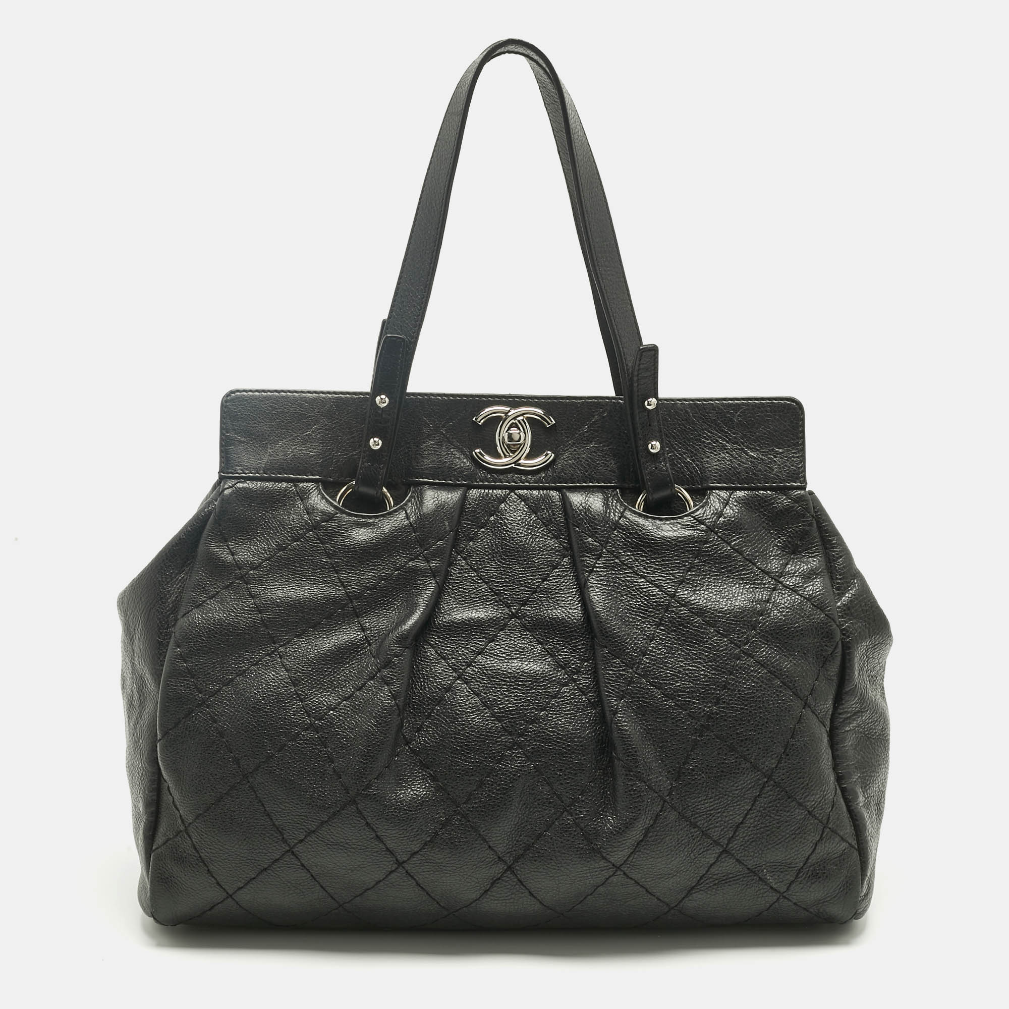 

Chanel Black Quilted Caviar Leather On The Road Tote