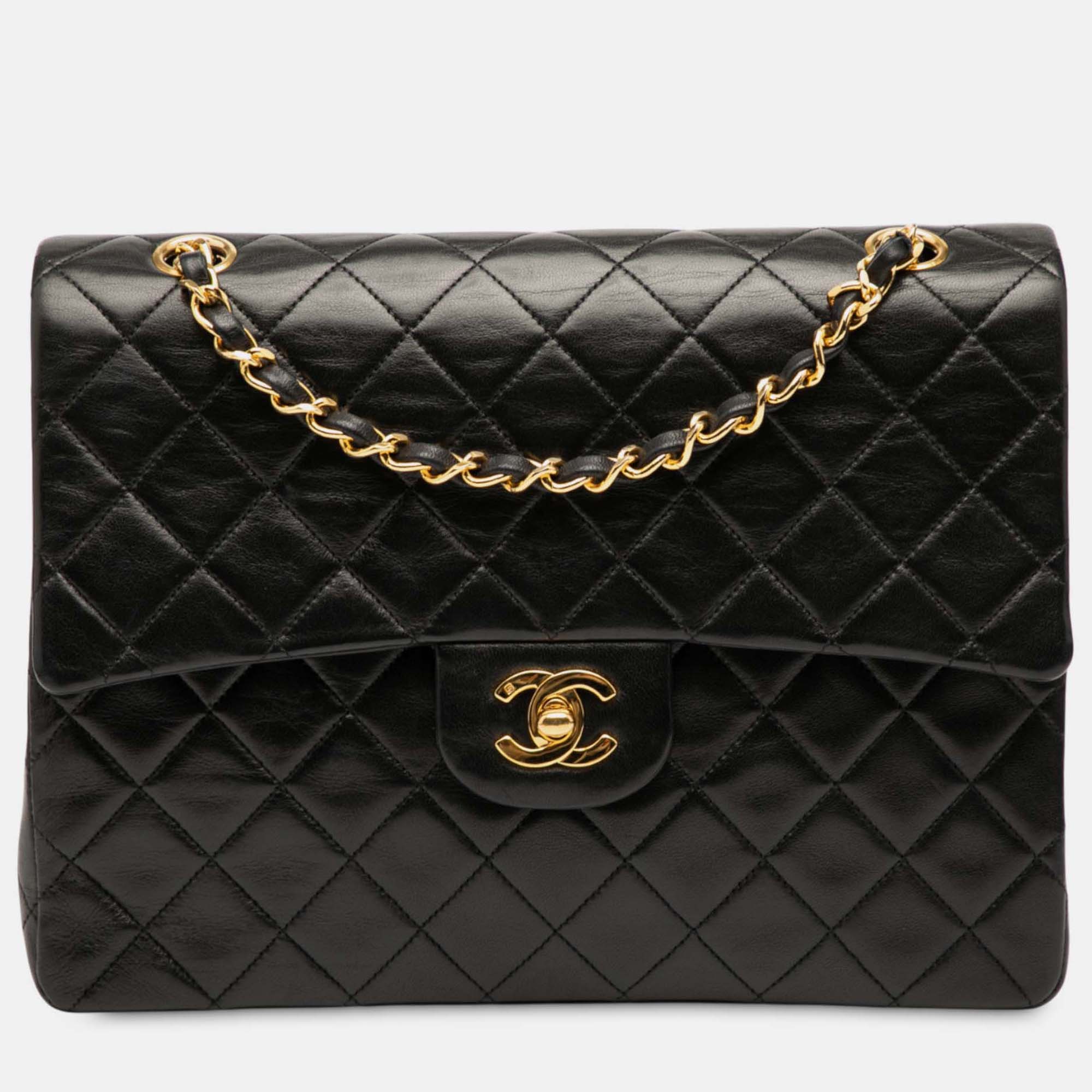 

Chanel Black Medium Tall Classic Lambskin Double Flap