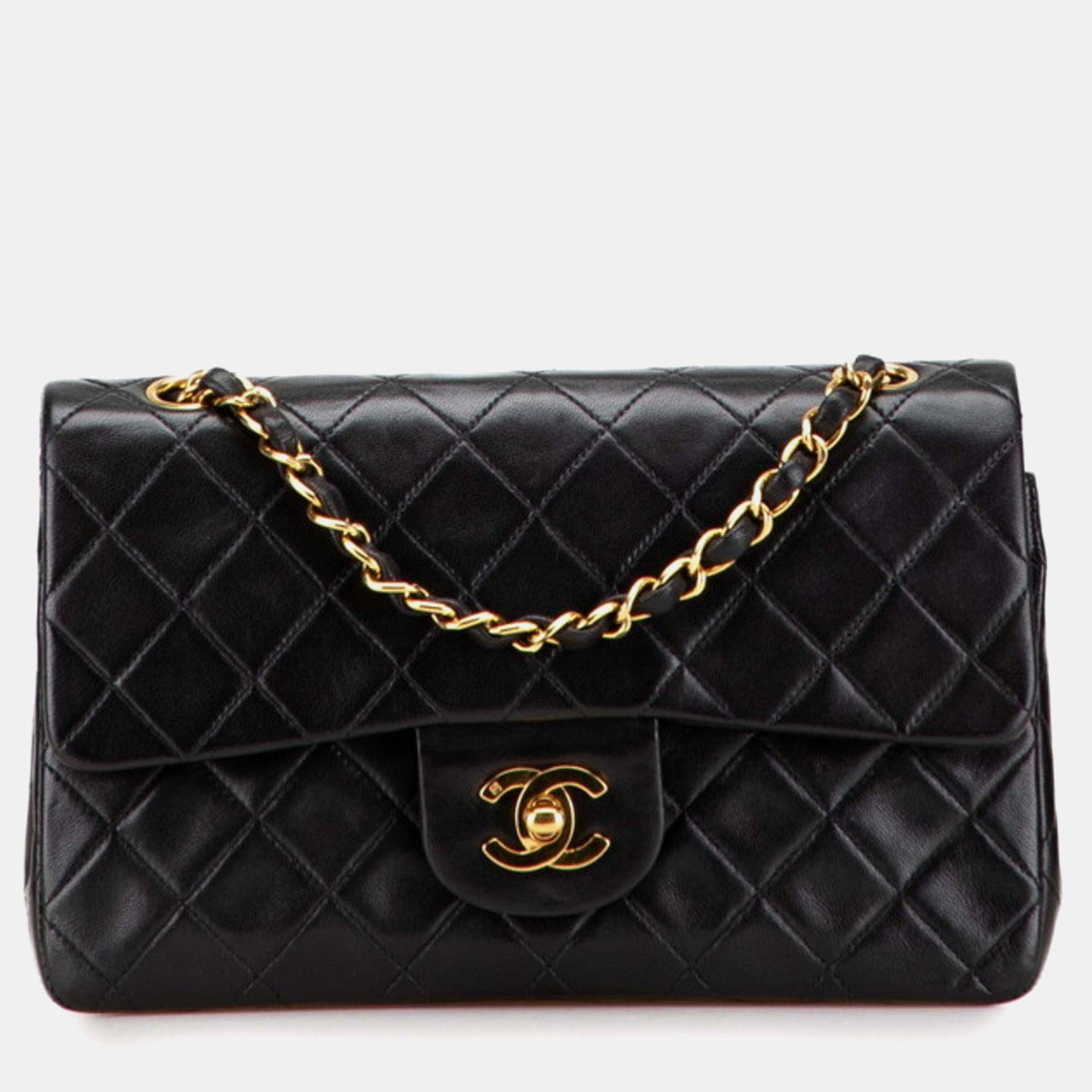 

Chanel Matelasse 23 Coco Mark Double Flap Chain Shoulder Bag In Black Lambskin