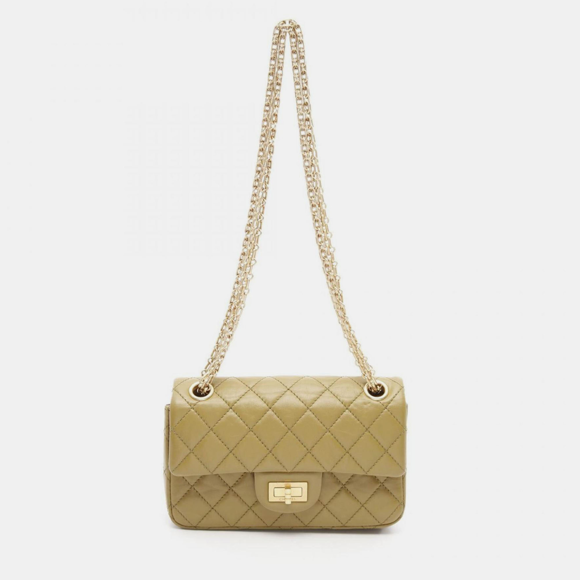 

Chanel 2.55 Matelasse Mademoiselle Chain Shoulder Bag Calfskin Cowhide Khaki, Brown