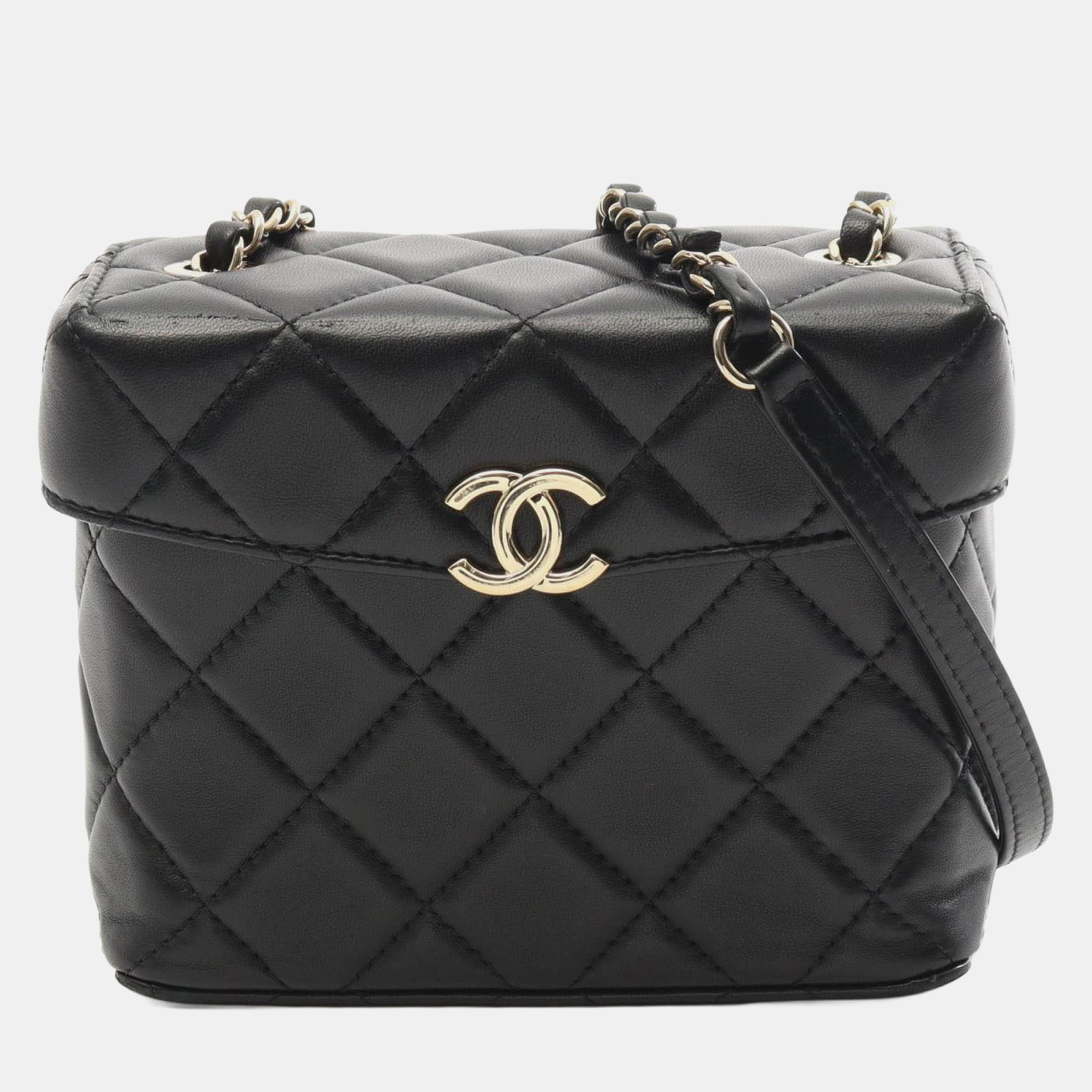 

Chanel Matelasse Small Box Shoulder Bag In Lambskin Leather Black