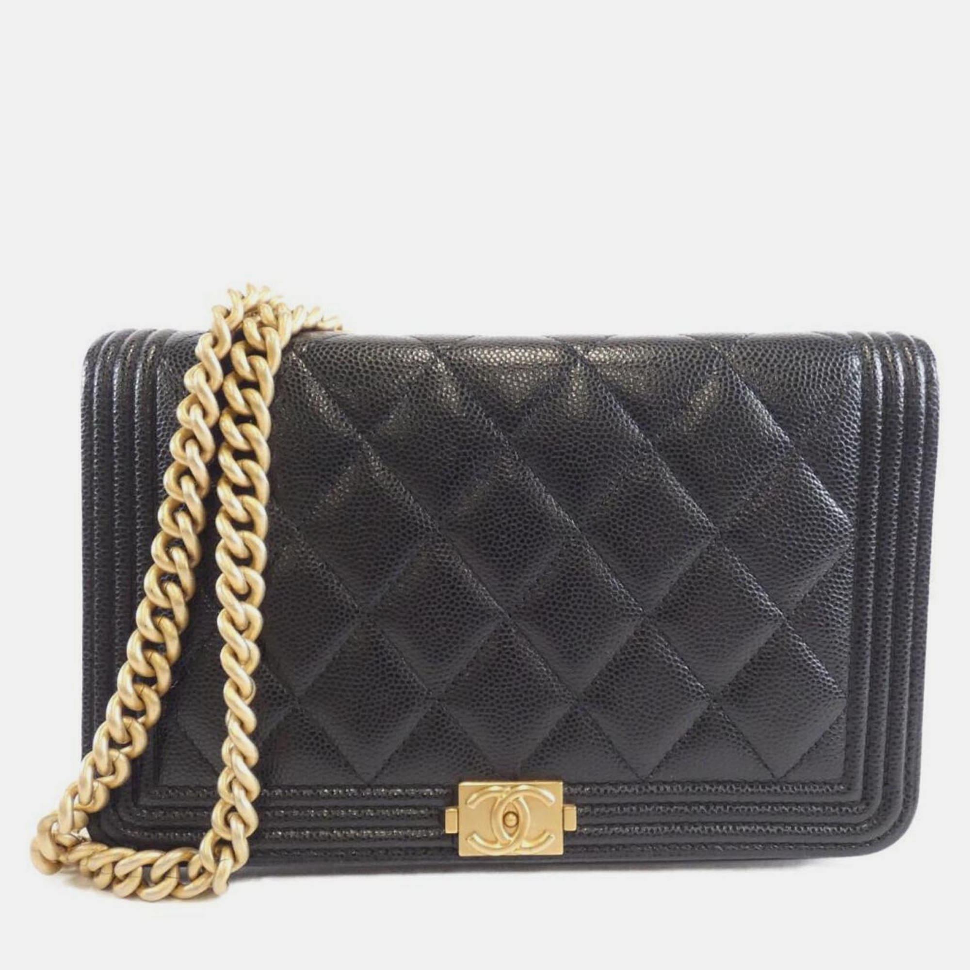 

Chanel Boy Line Chain Wallet, Black
