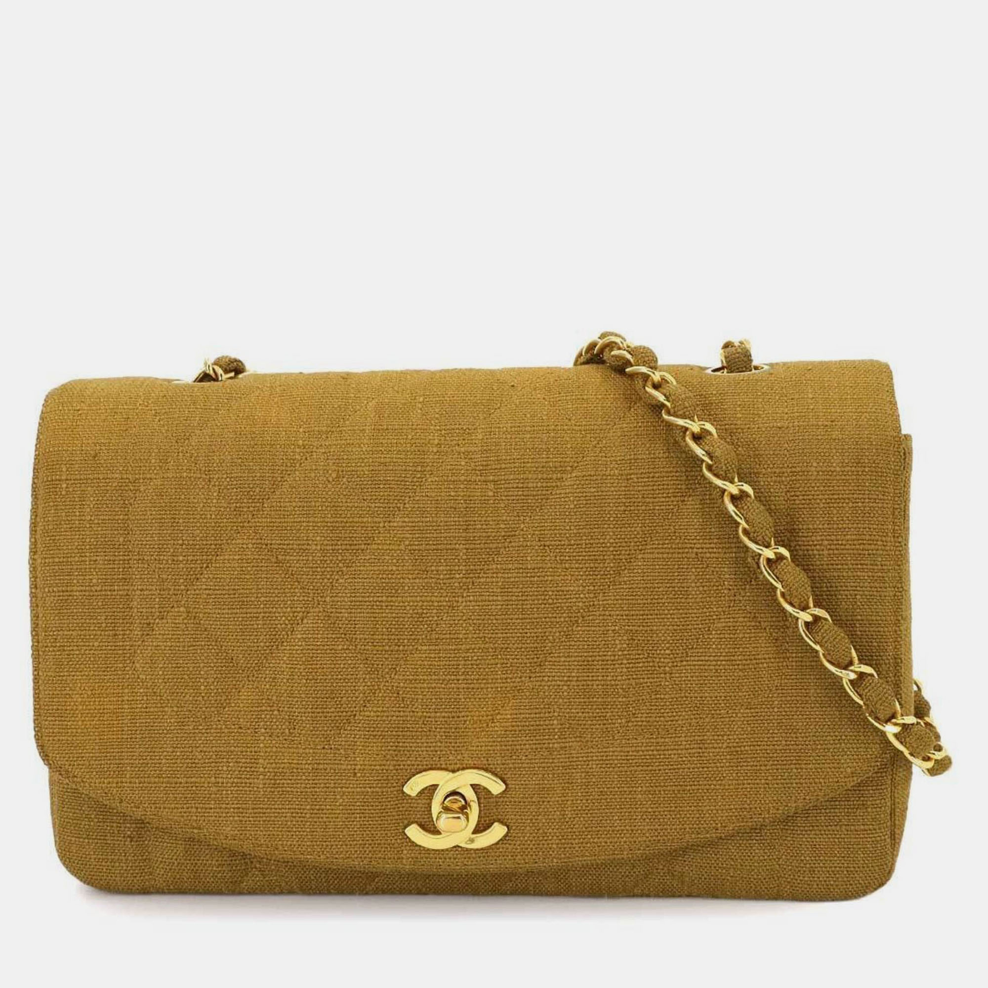

Chanel Diana Matelasse 25 Chain Shoulder Bag In Brown Canvas