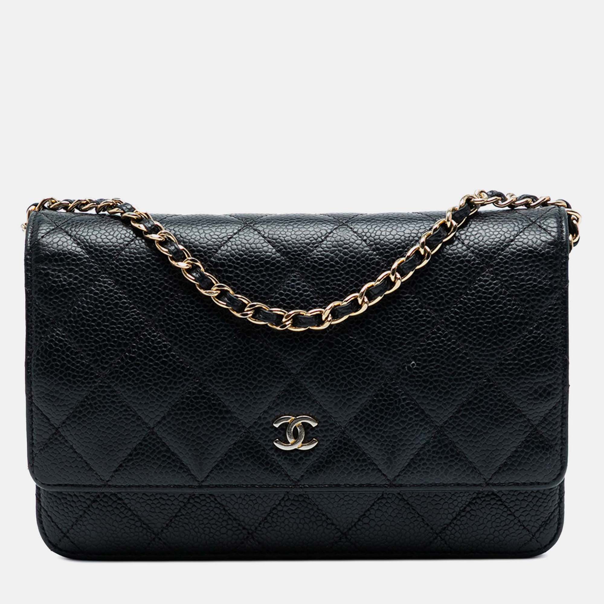 

Chanel Black CC Quilted Caviar Wallet on Chain