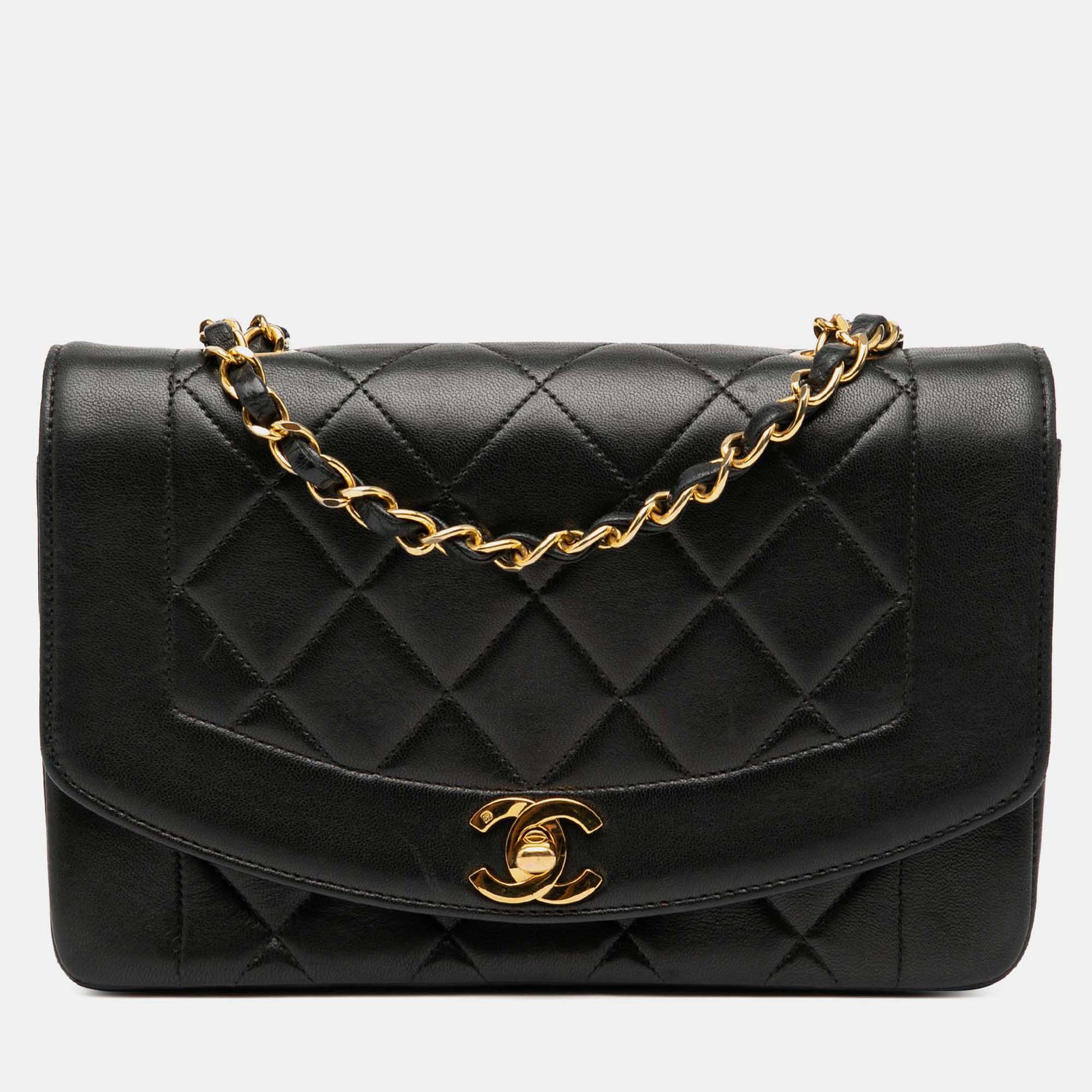 

Chanel Black Small Lambskin Diana Flap