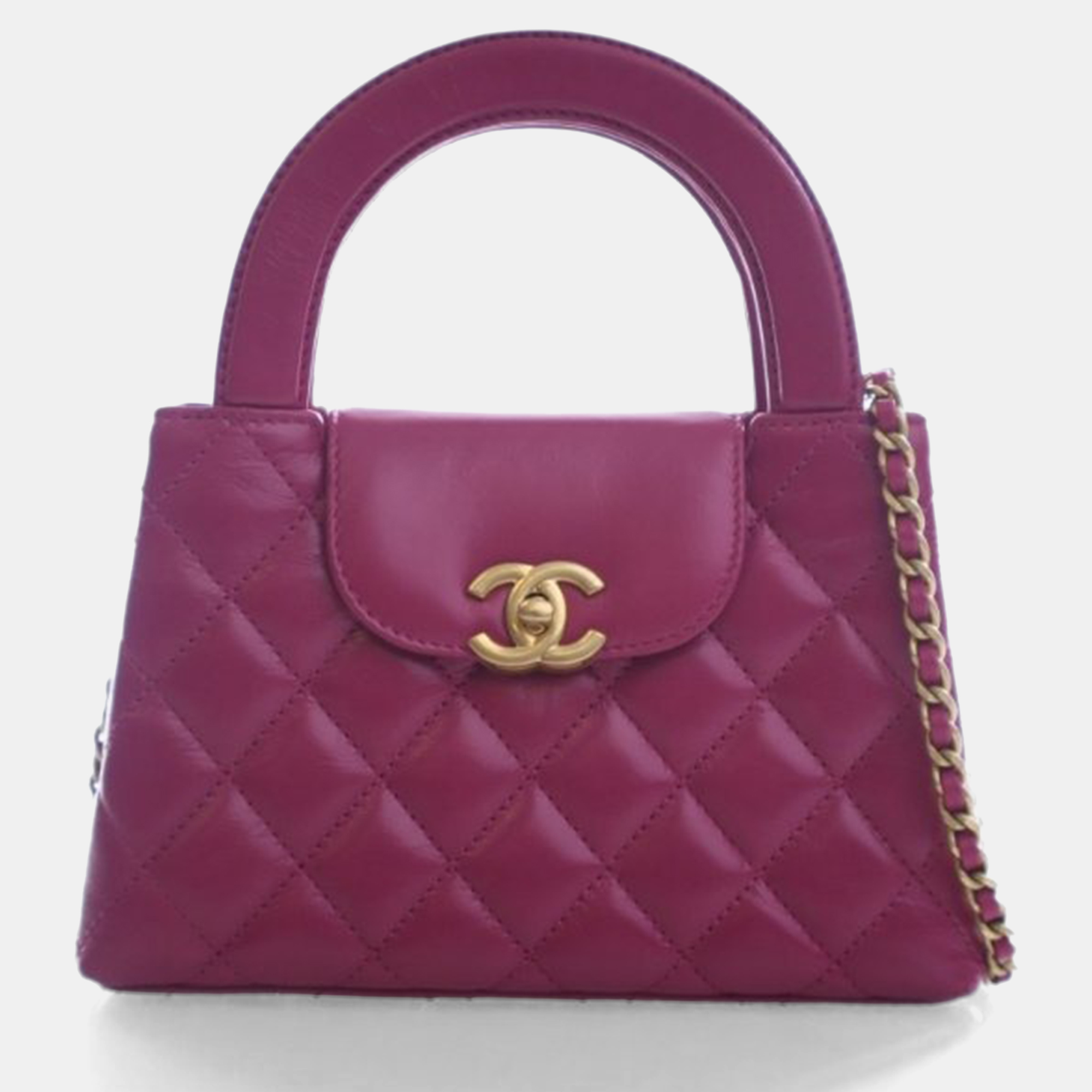 

Chanel Nano Crinkled Calfskin Kelly Shopper, Purple