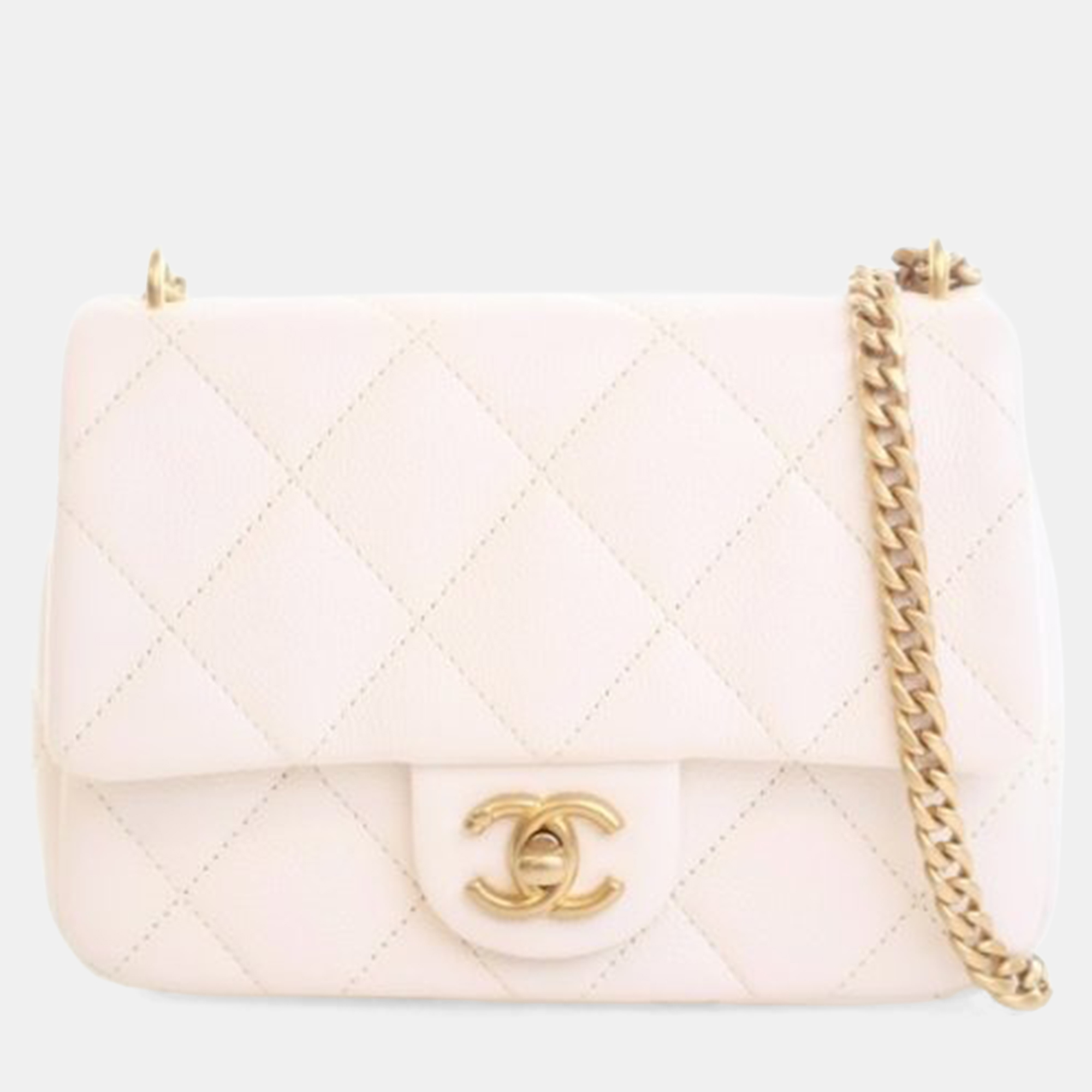 CHANEL Pre-owned Mini Caviar Sweetheart Crush Flap Bag In White
