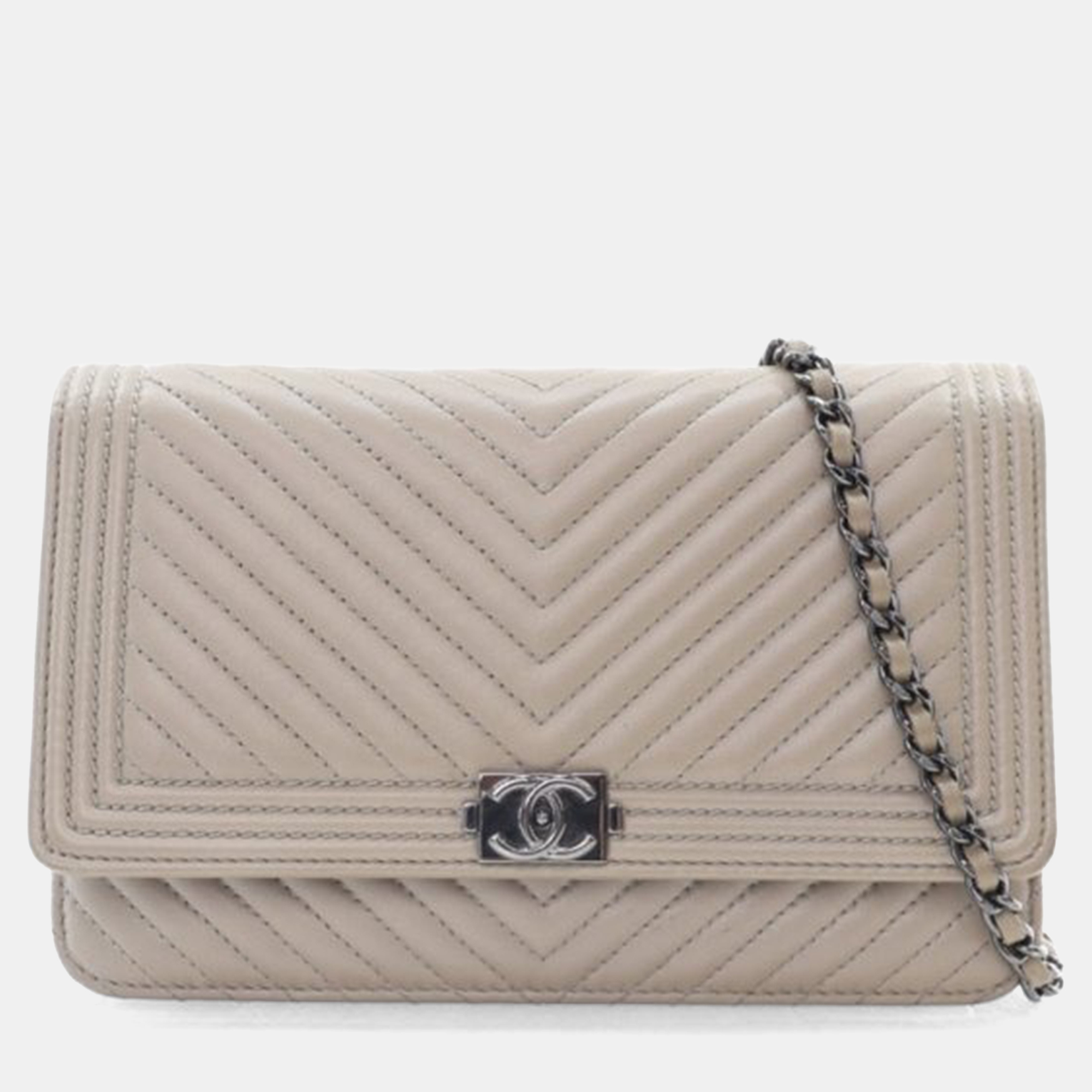 

Chanel Lambskin Boy Wallet On Chain (WOC), Beige