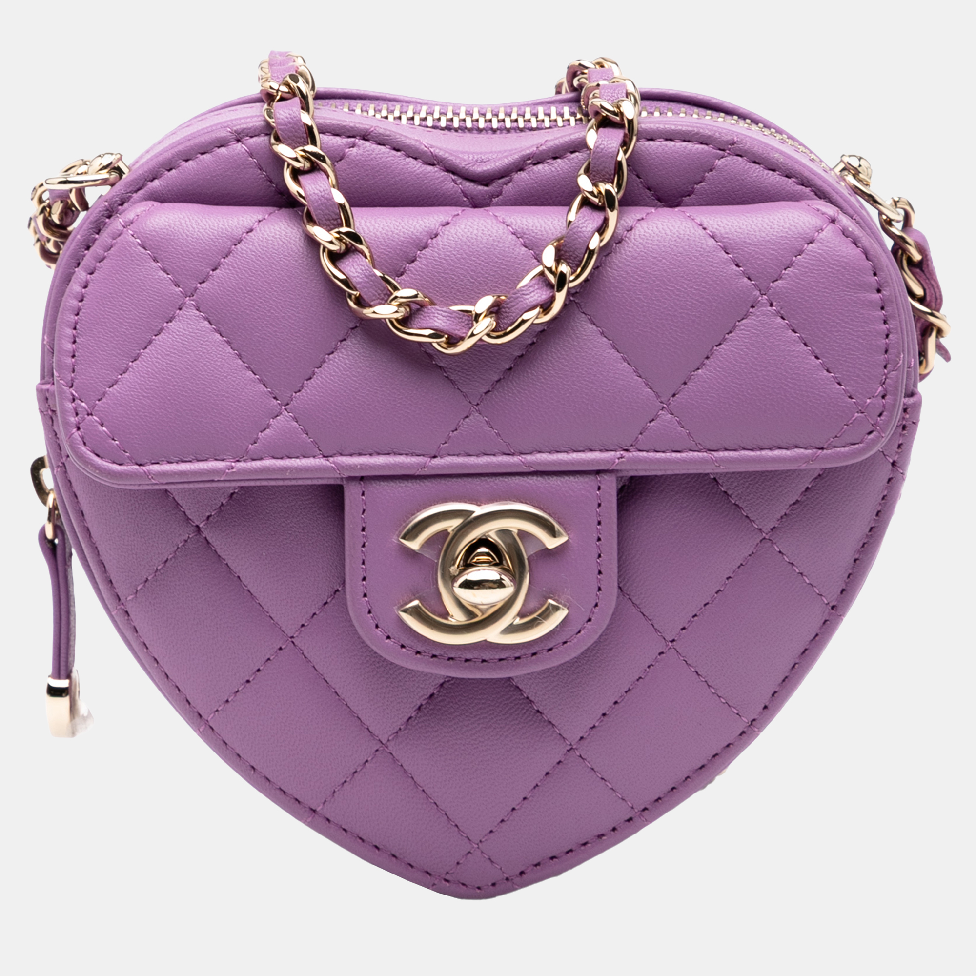 

Chanel Purple Mini Lambskin CC in Love Heart Crossbody