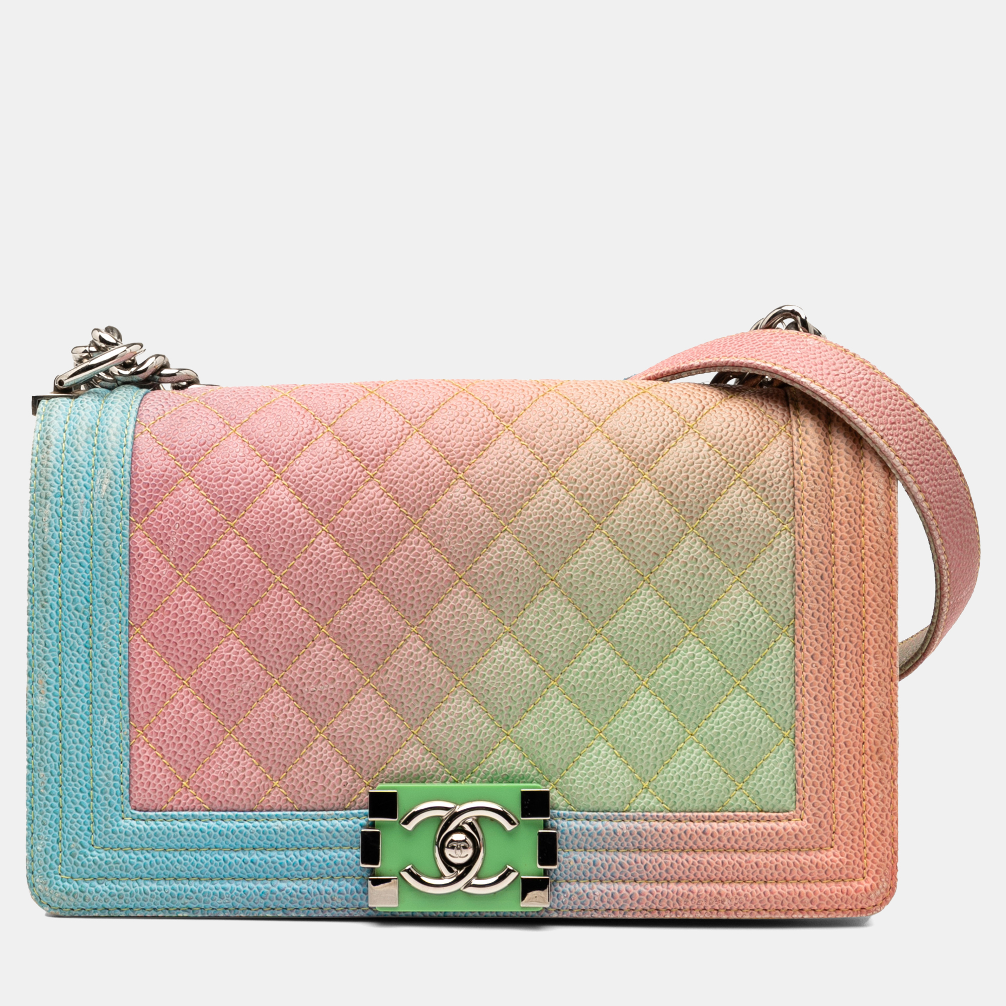 

Chanel Multicolor Old Medium Quilted Caviar Rainbow Boy Flap