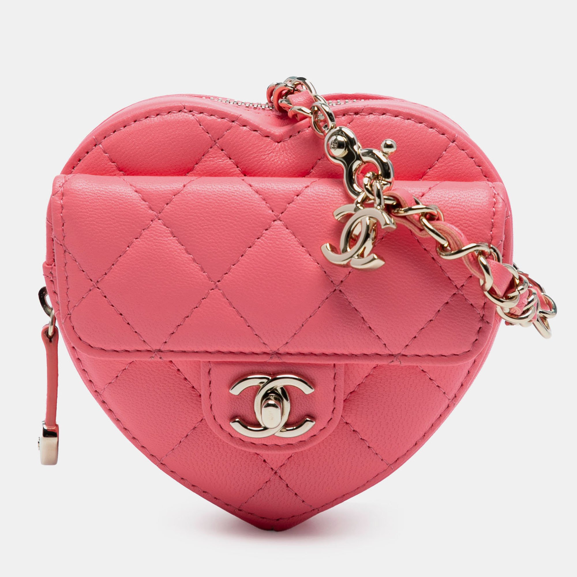 

Chanel Pink Mini Lambskin CC in Love Heart Crossbody