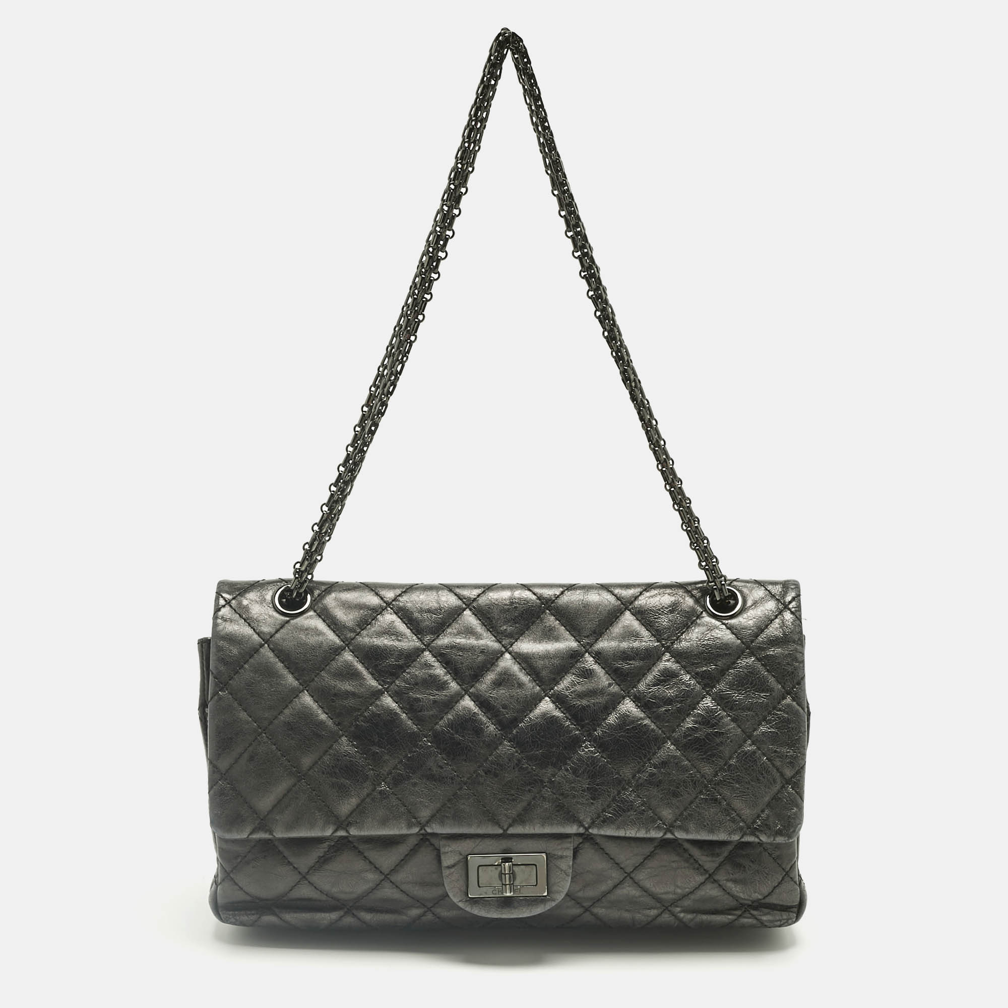 

Chanel Black Quilted Aged Leather Classic 227 Reissue 2.55 Flap Bag