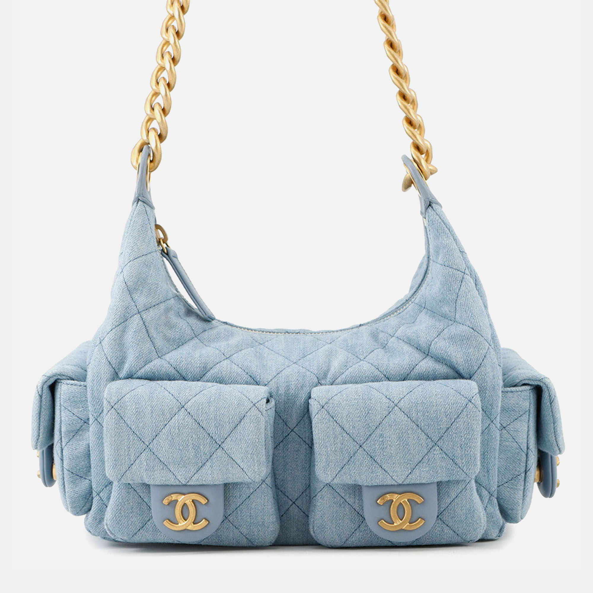

Chanel Matelasse Hobo Shoulder Bag Light Blue Denim
