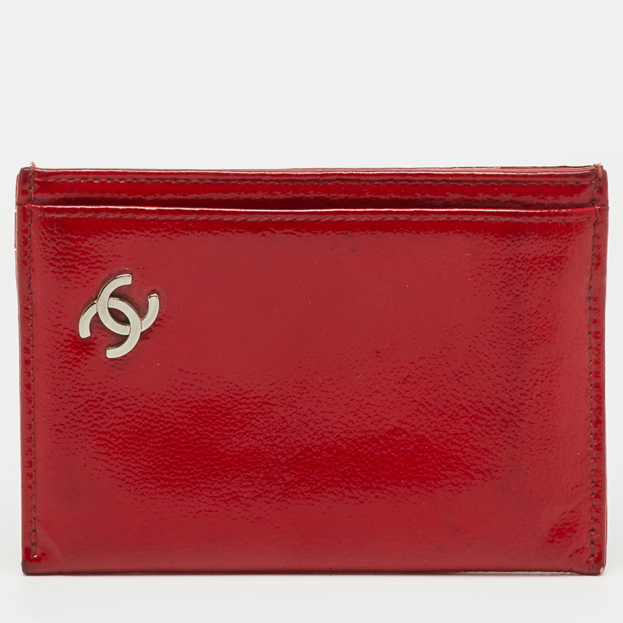 

Chanel Red Patent Leather Interlocking CC Logo Card Case