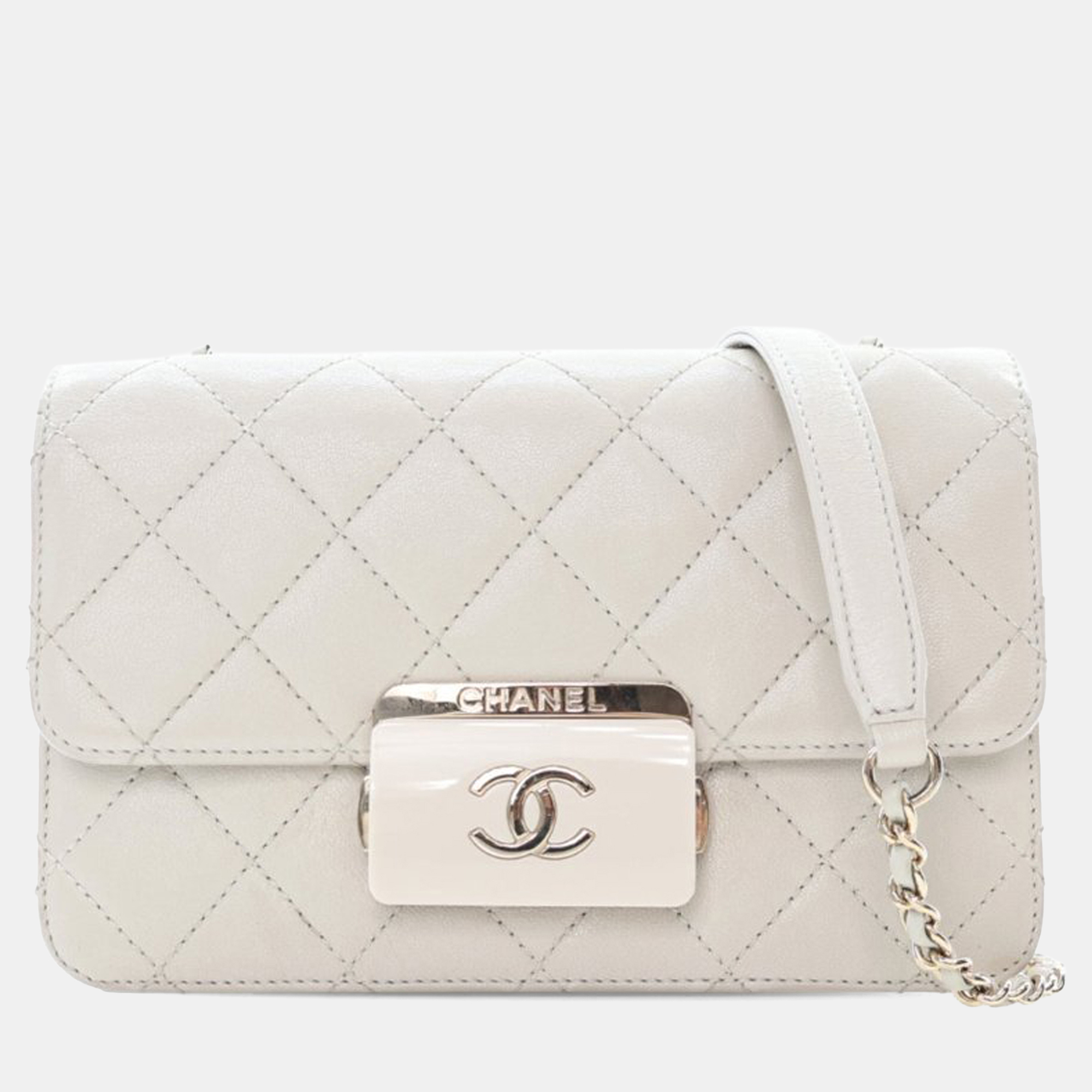 CHANEL Pre-owned White Mini Lambskin Beauty Lock Flap