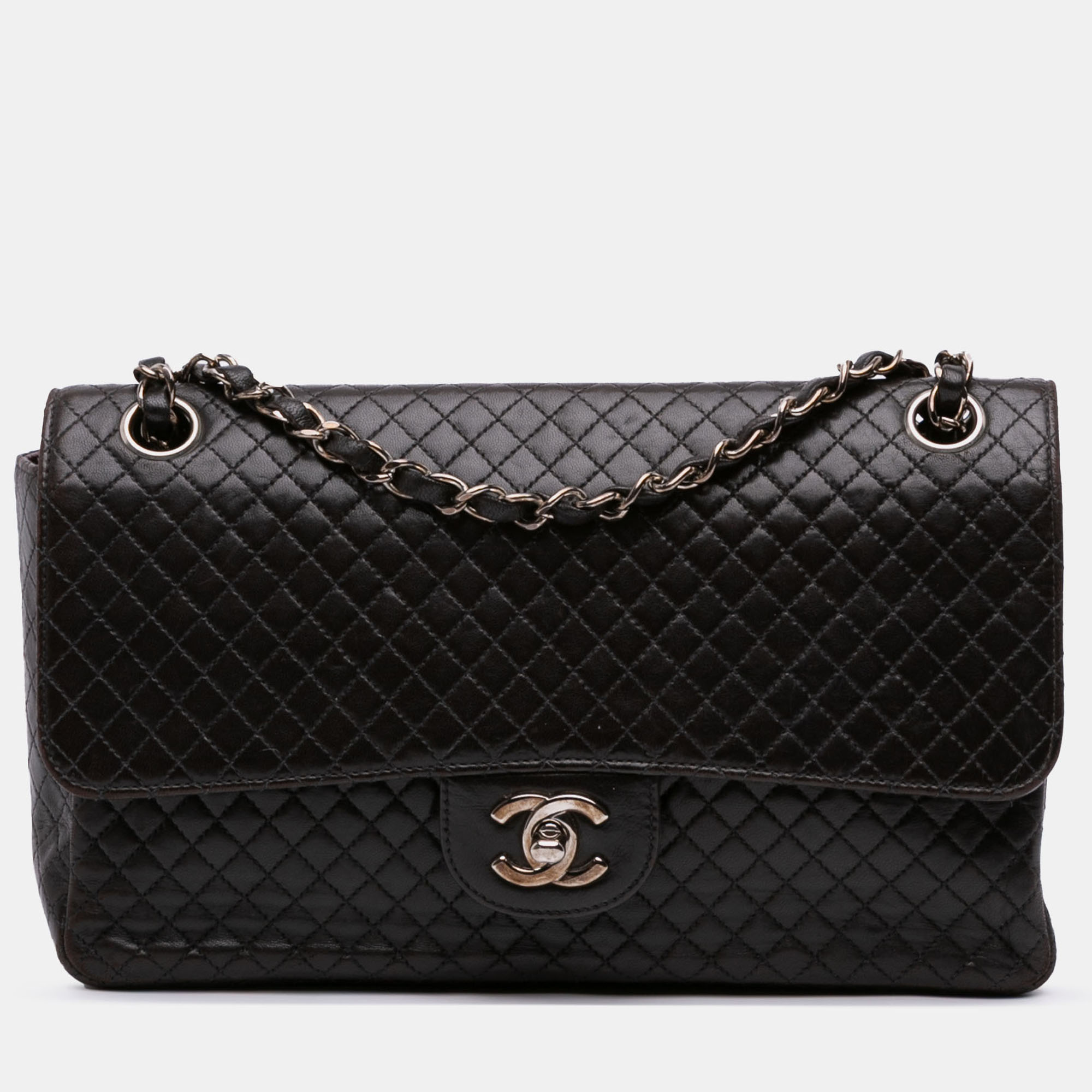 

Chanel Black Medium Classic Microquilted Lambskin Single Flap
