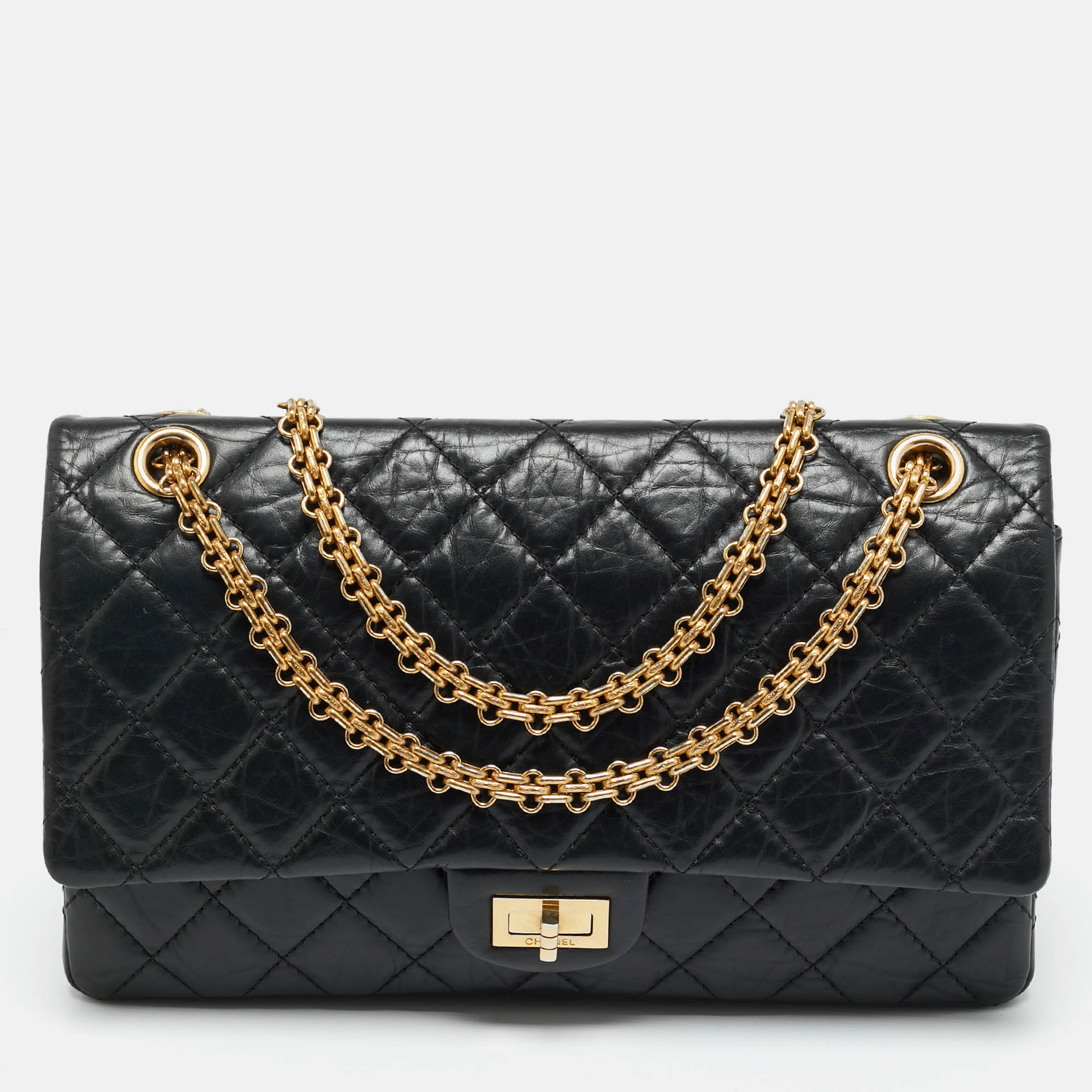 

Chanel Black Quilted Aged Leather Classic 226 Reissue 2.55 Flap Bag